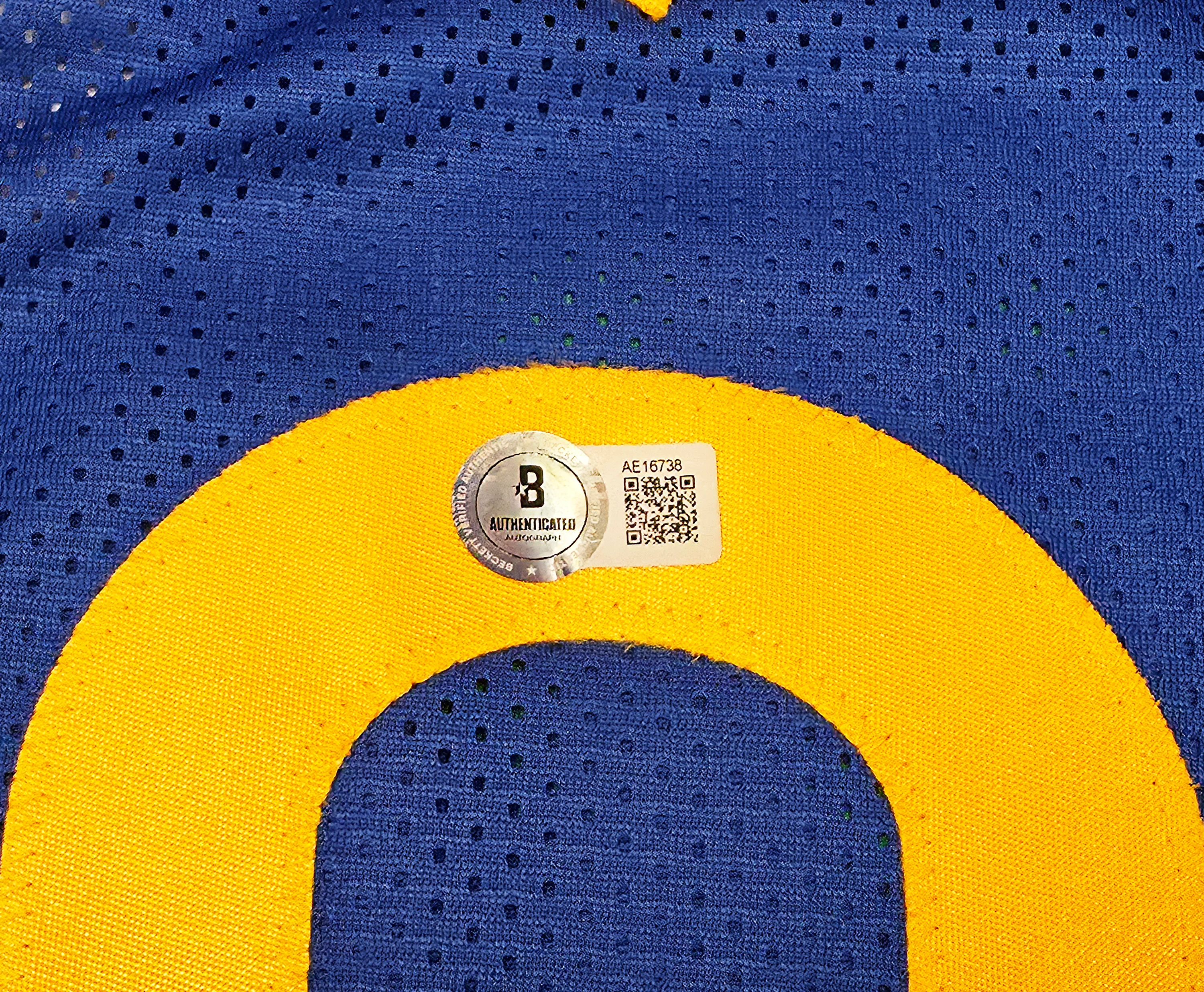 Golden State Warriors Stephen Curry Autographed Blue Jersey Beckett BAS Stock #247904 - Image 5