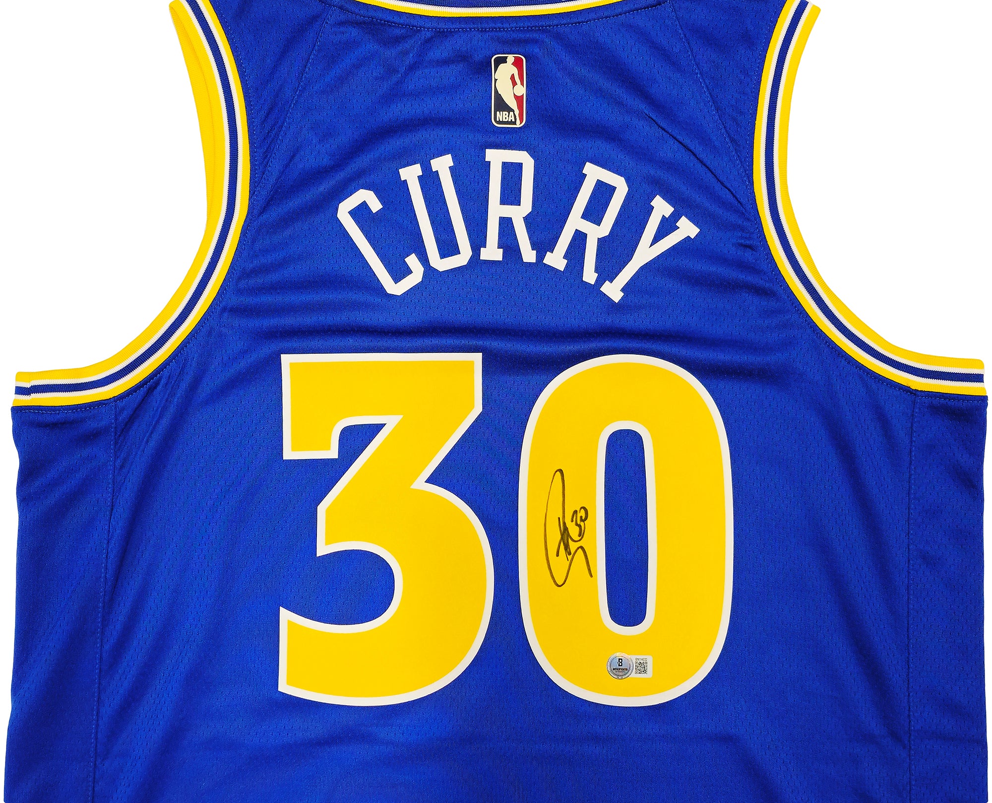 Golden State Warriors Stephen Curry Autographed Blue Nike Swingman Classic Edition Jersey Size 48 Beckett BAS QR Stock #234961 - Image 3