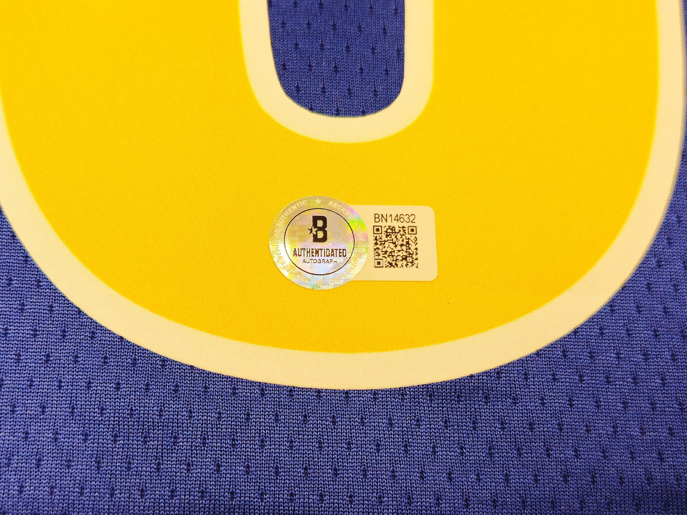Golden State Warriors Stephen Curry Autographed Blue Nike Swingman Classic Edition Jersey Size 48 Beckett BAS QR Stock #234961 - Image 5