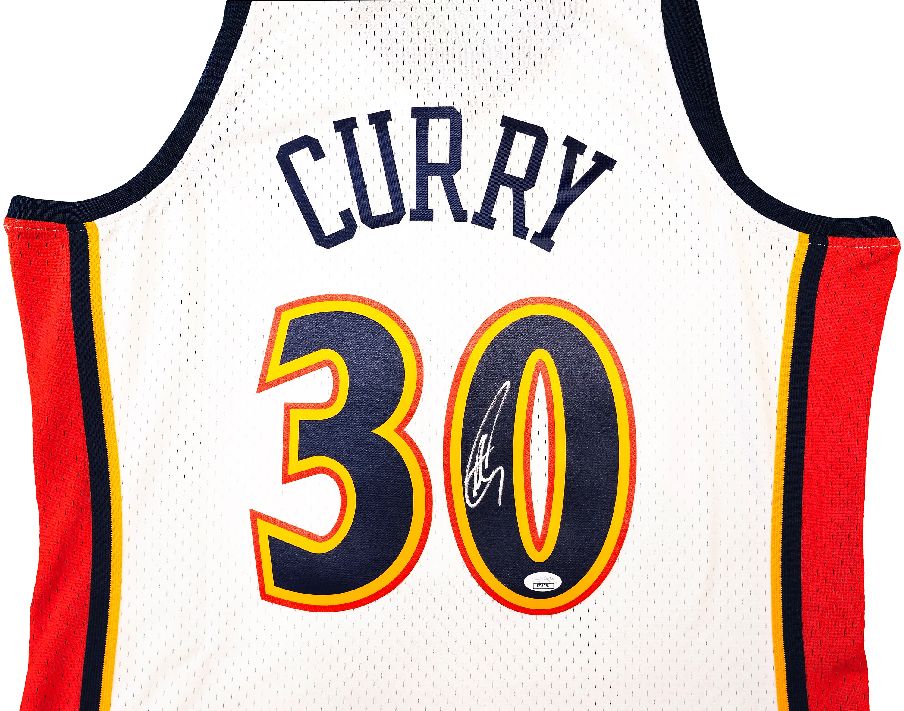 Golden State Warriors Stephen Curry Autographed White Authentic Mitchell & Ness 2009-10 HWC Swingman Rookie Year Jersey Size L JSA Stock #235499 - Image 3