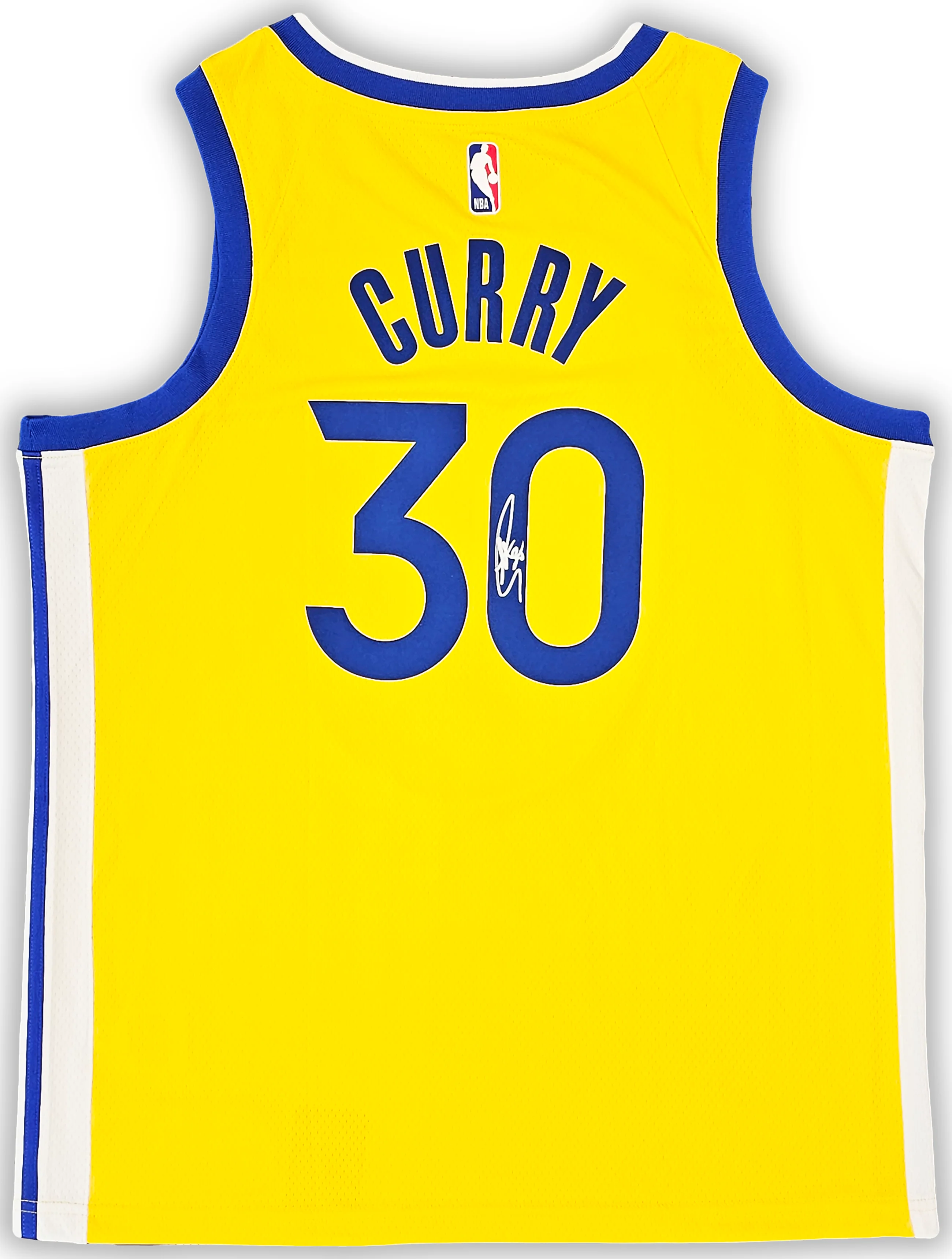 Golden State Warriors Stephen Curry Autographed Yellow Nike Swingman Jersey Size 48 Beckett BAS QR Stock #215827 - Image 2