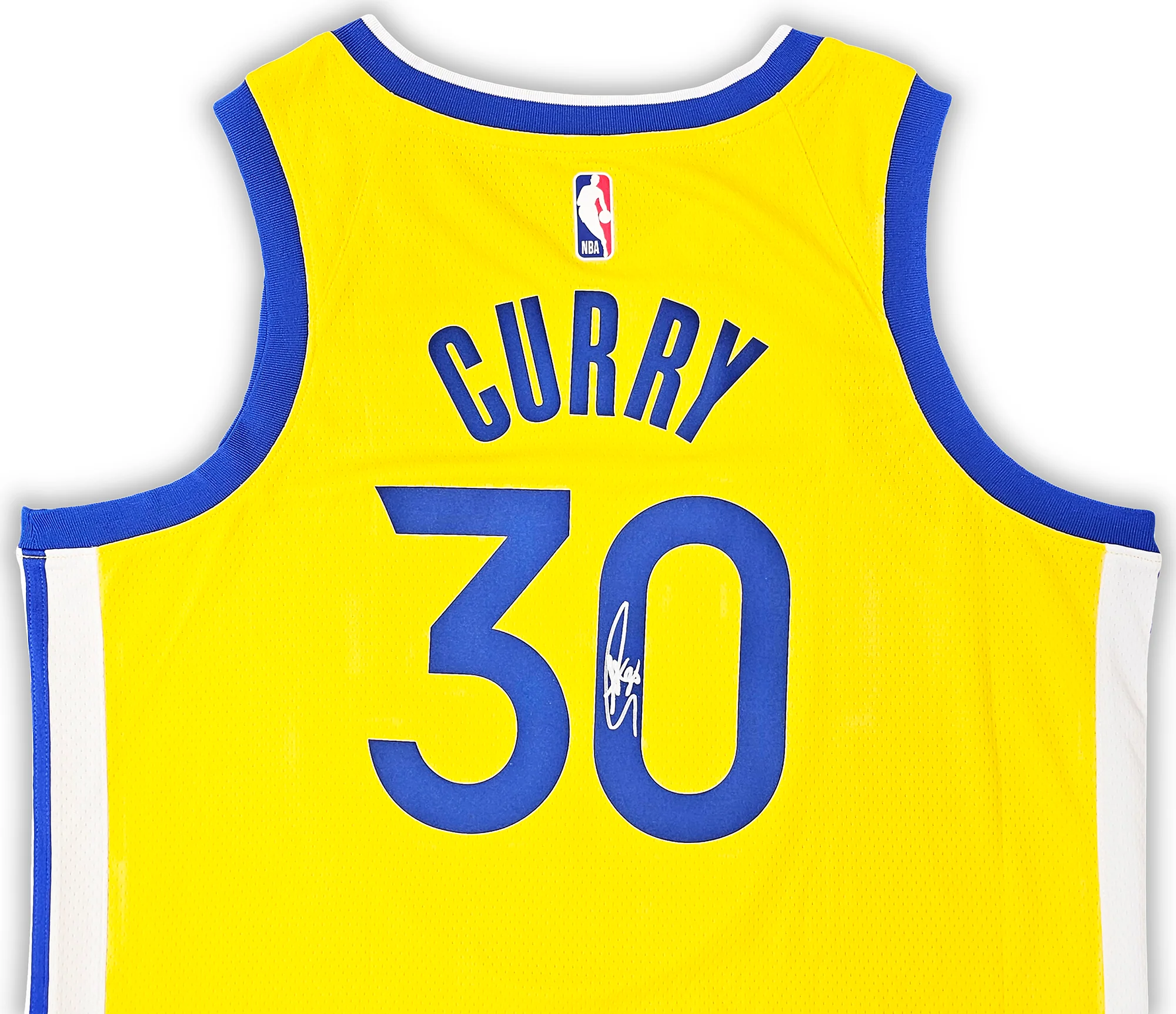 Golden State Warriors Stephen Curry Autographed Yellow Nike Swingman Jersey Size 48 Beckett BAS QR Stock #215827 - Image 3