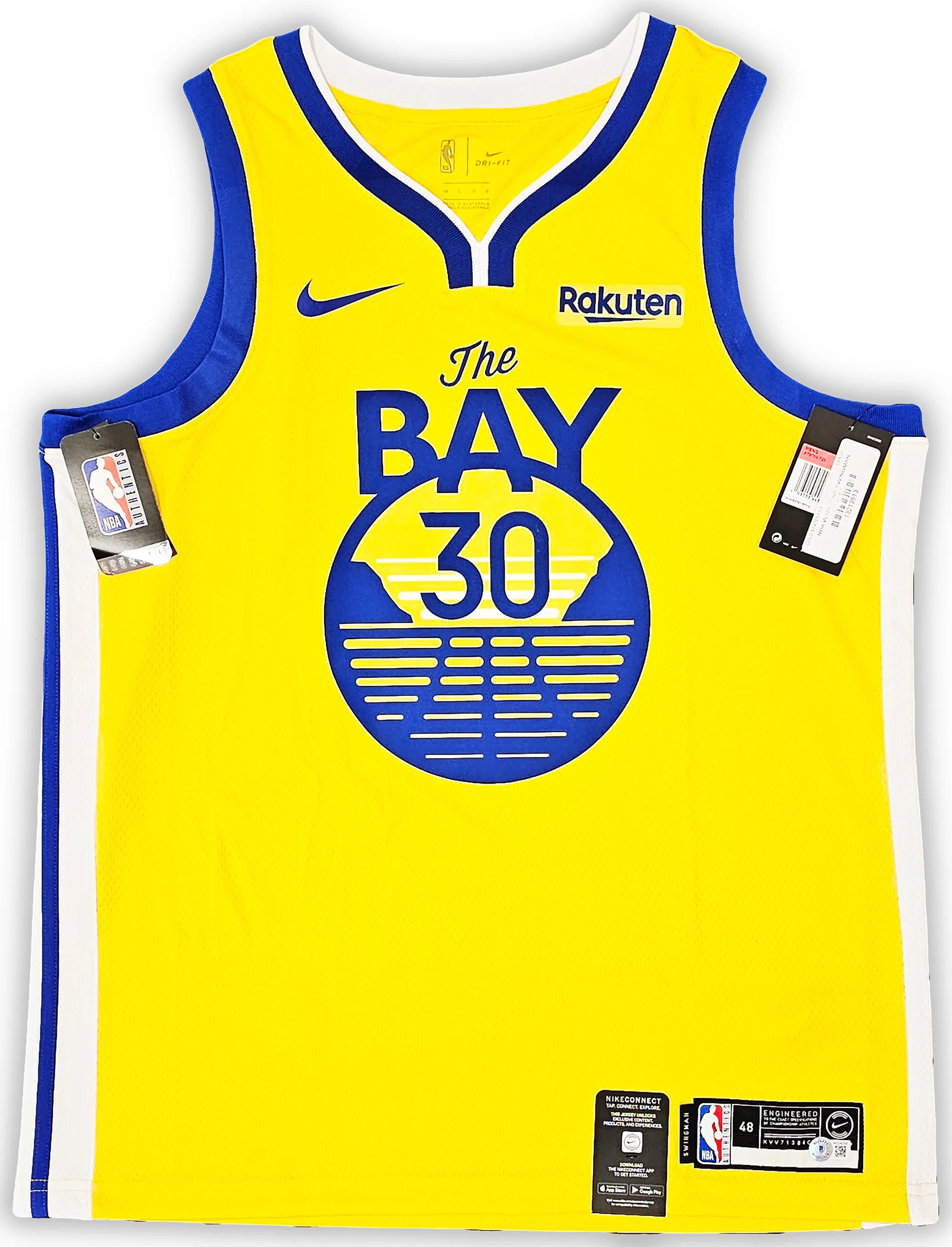 Golden State Warriors Stephen Curry Autographed Yellow Nike Swingman Jersey Size 48 Beckett BAS QR Stock #215827 - Image 5