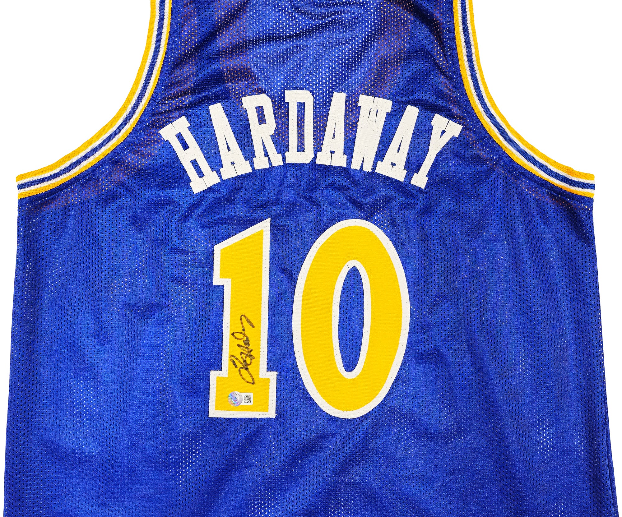 Golden State Warriors Tim Hardaway Autographed Blue Jersey Beckett BAS Witness Stock #232598 - Image 3