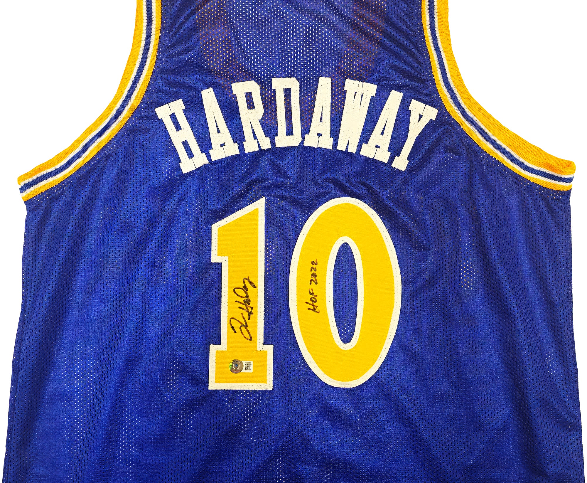 Golden State Warriors Tim Hardaway Autographed Blue Jersey "HOF 2022" Beckett BAS Witness Stock #232599 - Image 3