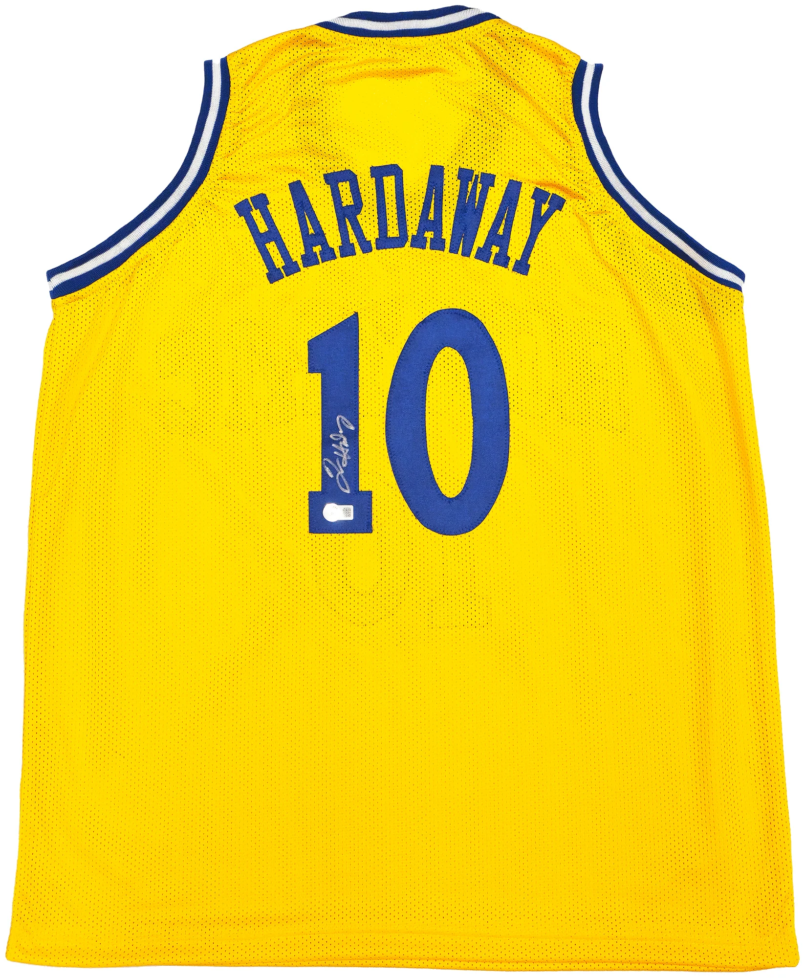 Golden State Warriors Tim Hardaway Autographed Yellow Jersey Beckett BAS Witness Stock #232600 - Image 2