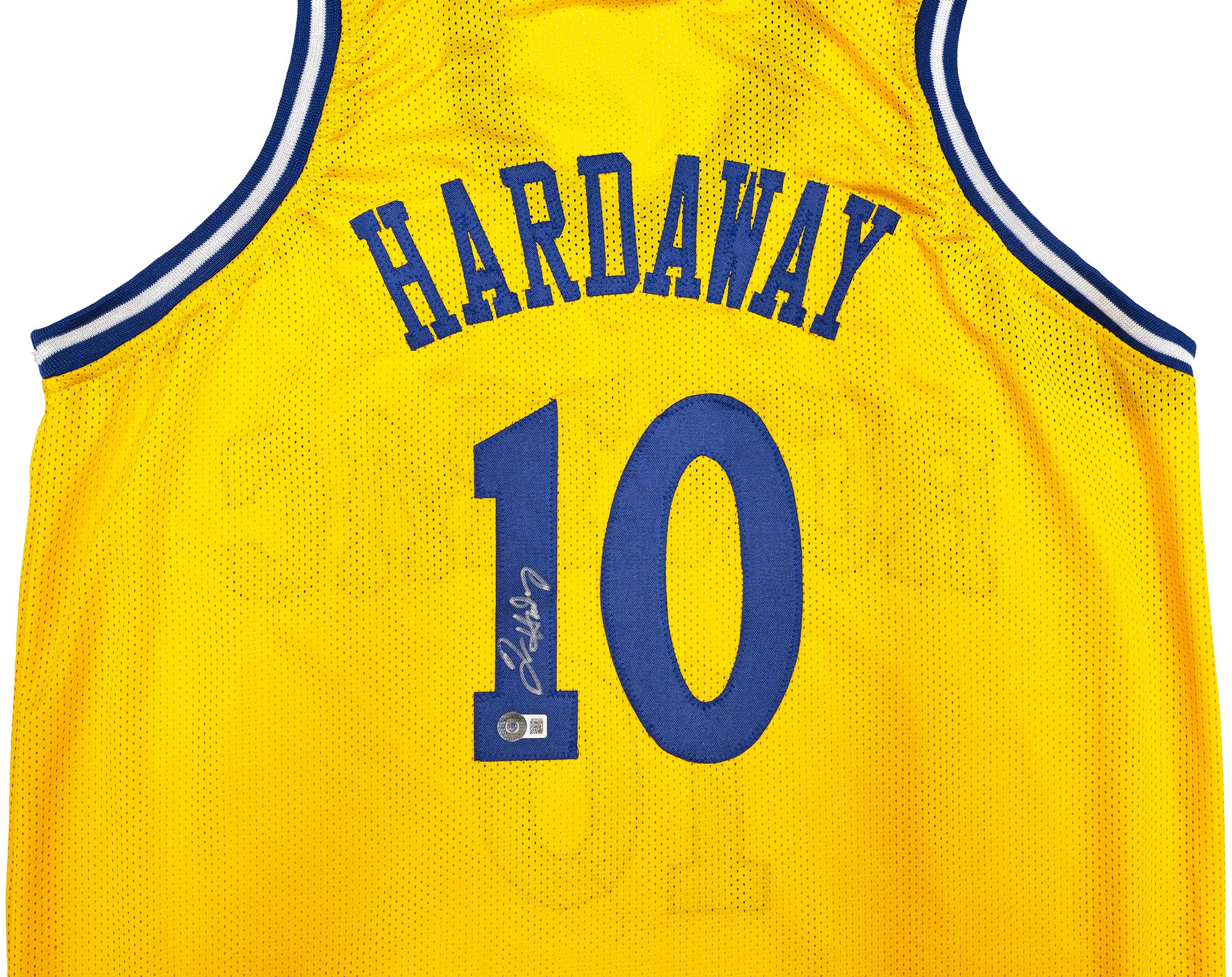 Golden State Warriors Tim Hardaway Autographed Yellow Jersey Beckett BAS Witness Stock #232600 - Image 3