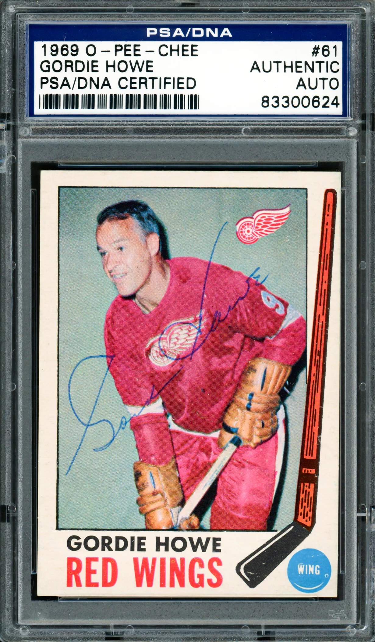 Gordie Howe Autographed 1969-70 O-Pee-Chee Card #61 Detroit Red Wings PSA/DNA #83300624