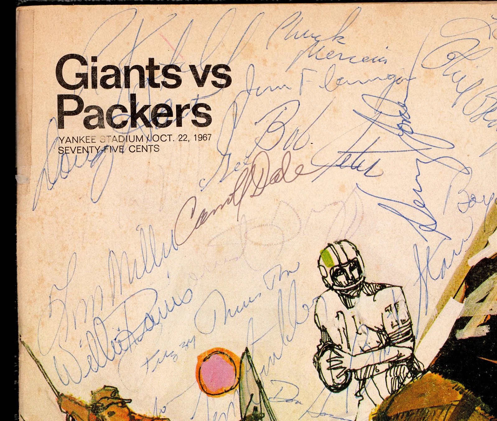 Green Bay Packers Autographed 1967 NFL Illustrated Program With 32 Signatures Including Vince Lombardi Beckett BAS #AE65524 - Image 3