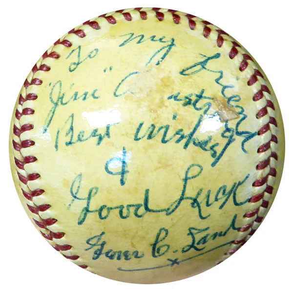 Grover Land Autographed Official AL Harridge Baseball "To My Friend Jim" Vintage Beckett BAS #B26658 - Image 3