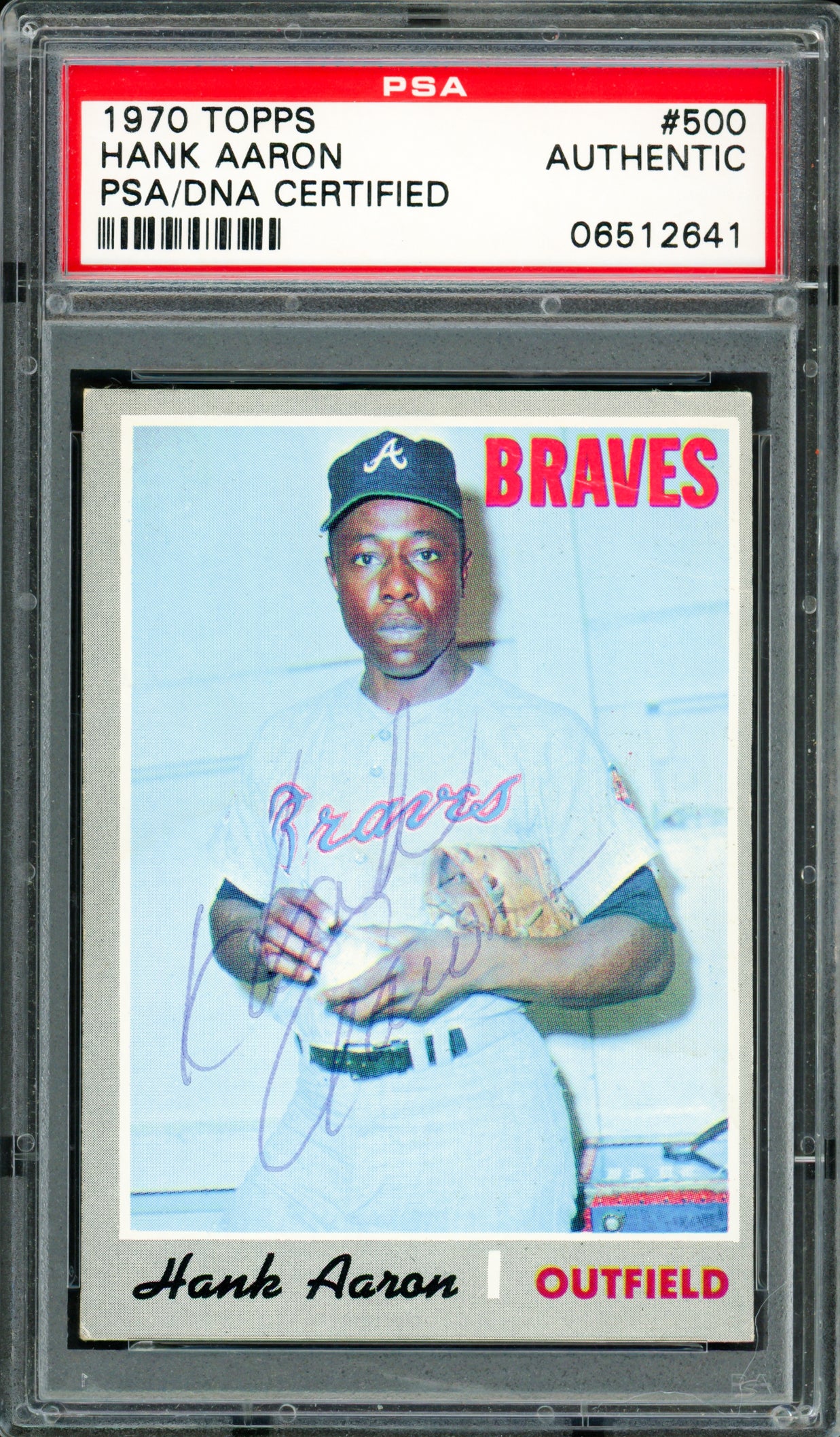 Hank Aaron Autographed 1970 Topps Card #500 Atlanta Braves PSA/DNA #6512641