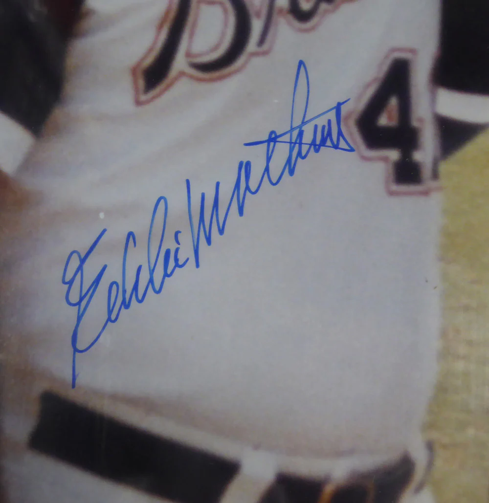 Hank Aaron & Eddie Mathews Autographed Framed 16x20 Photo Atlanta Braves PSA/DNA #X30528 - Image 3