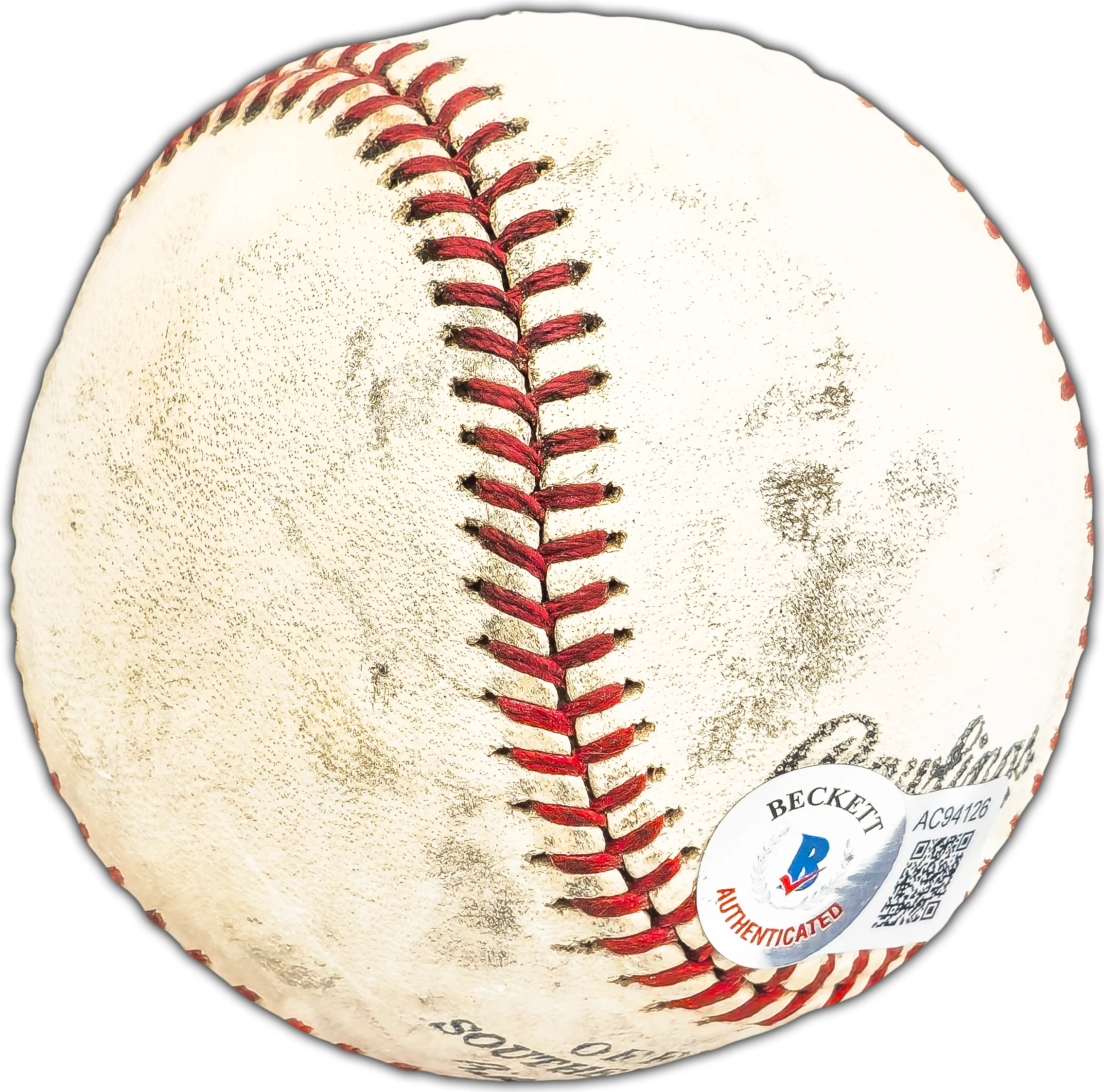 Hank Aaron & Eddie Mathews Autographed Official Rawlings Southern League Baseball Milwaukee Braves Vintage Signature Beckett BAS #AC94126 - Image 5