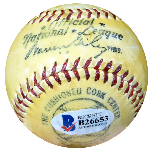 Hank Lieber Autographed Official NL Giles Baseball New York Giants "To Jim" Beckett BAS #B26653 - Image 3