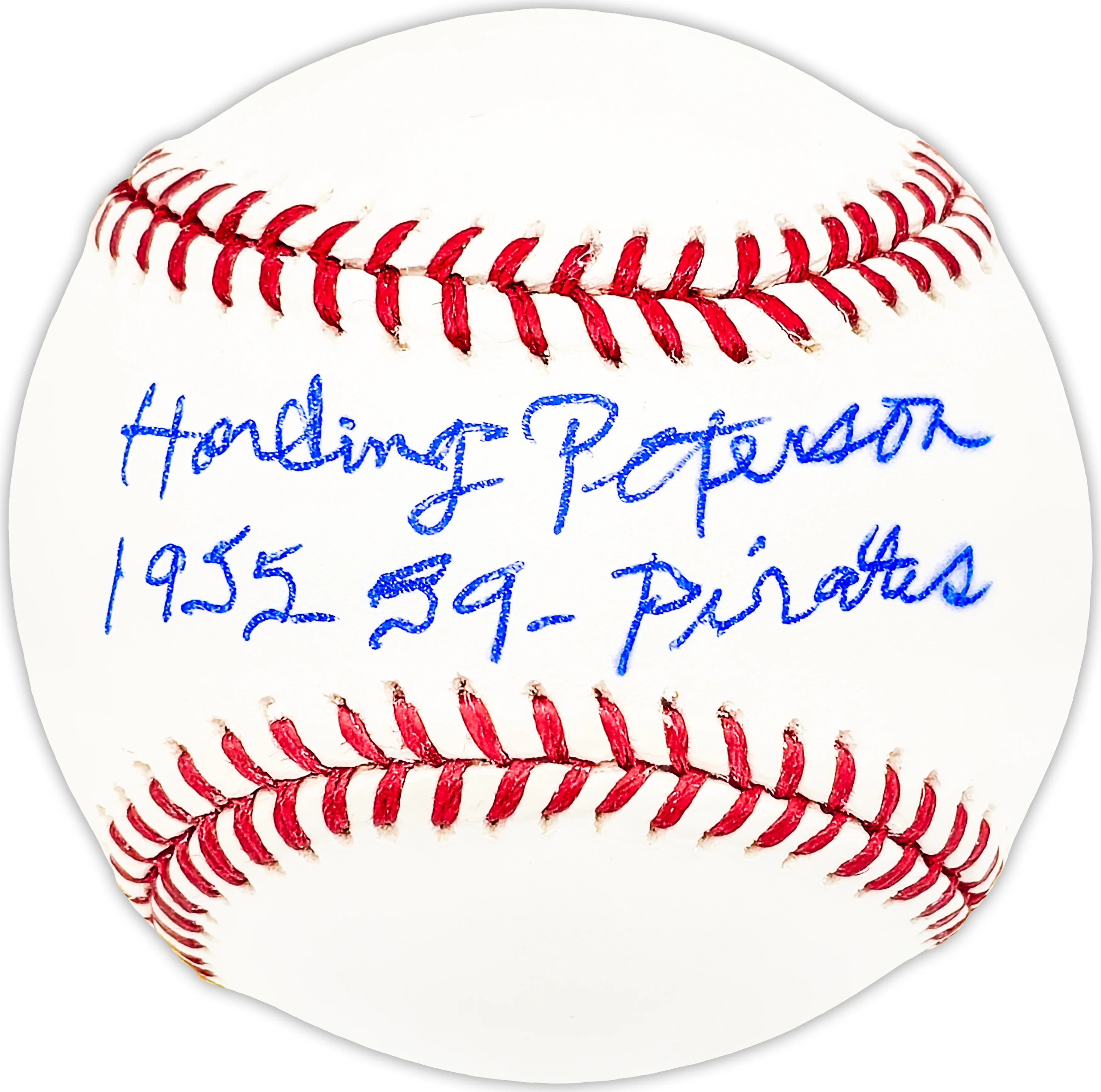 Harding Pete Peterson Autographed Official MLB Baseball Pittsburgh Pirates "1955-59 Pirates" Beckett BAS QR #BM25499