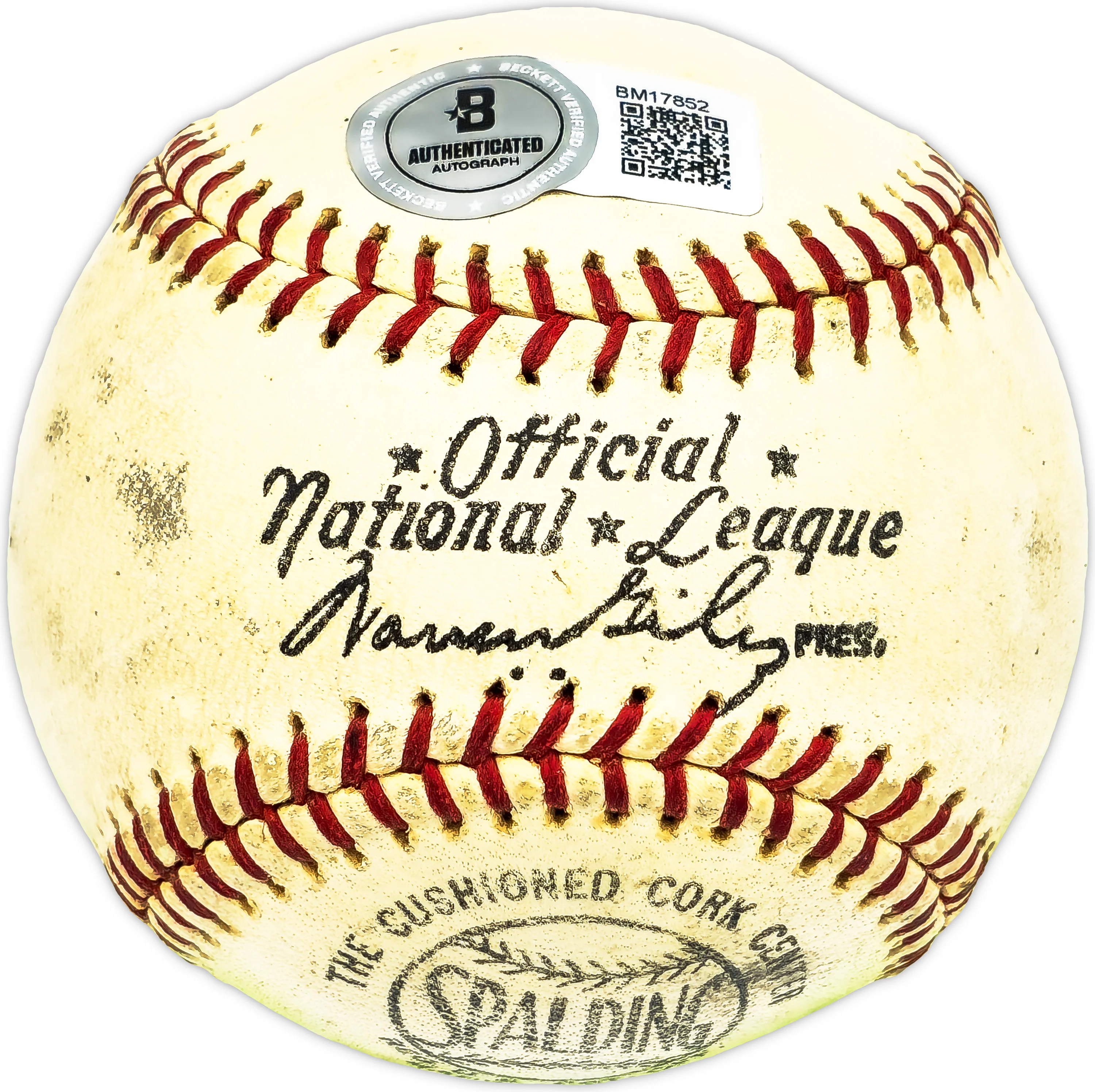 Harry Craft Autographed Official Giles NL Baseball Reds, Colt .45's "Best Wishes To Winnie" Beckett BAS QR #BM17852 - Image 3