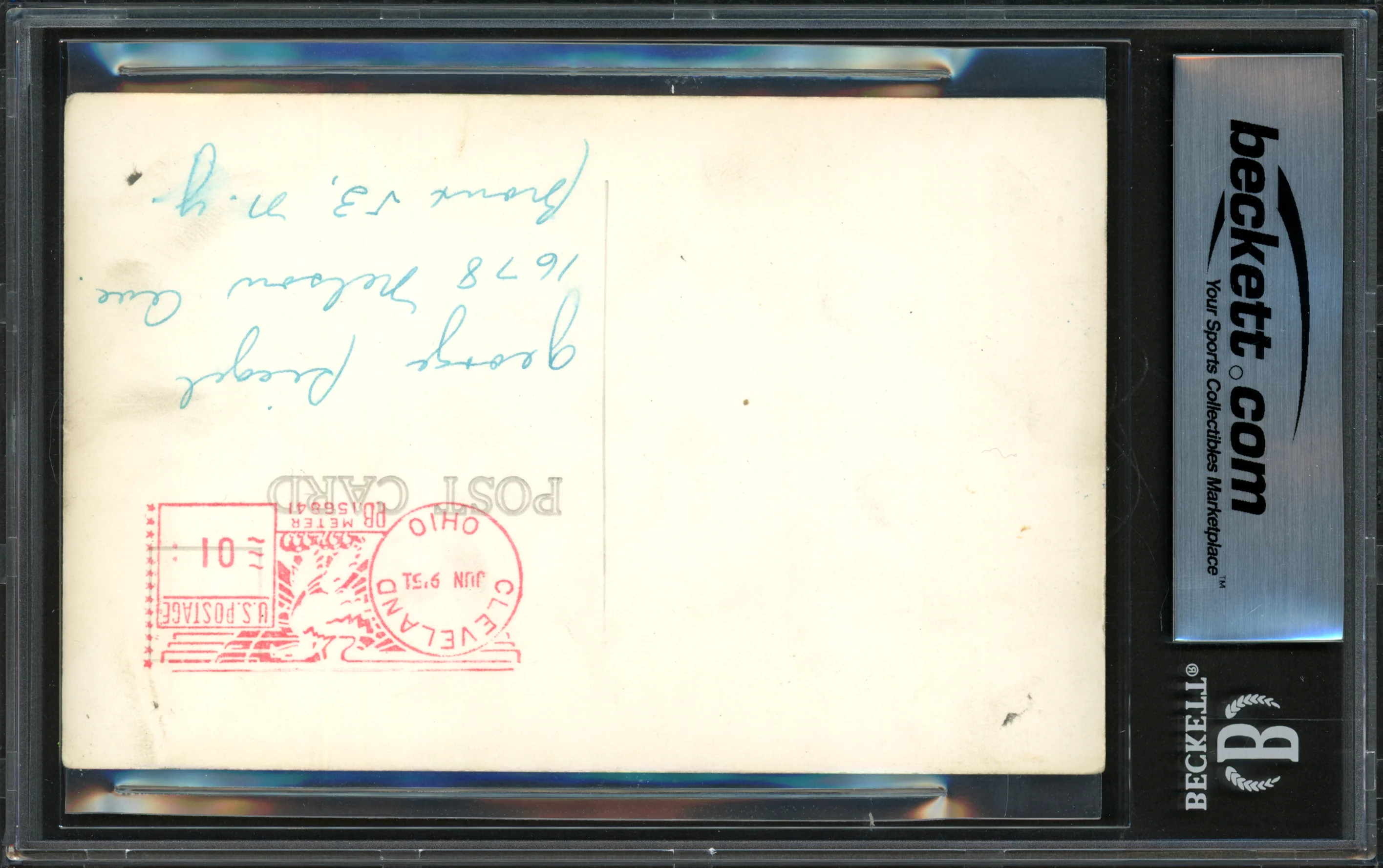 Harry Simpson Autographed 1951 Postcard Cleveland Indians Beckett BAS #16545939 - Image 2