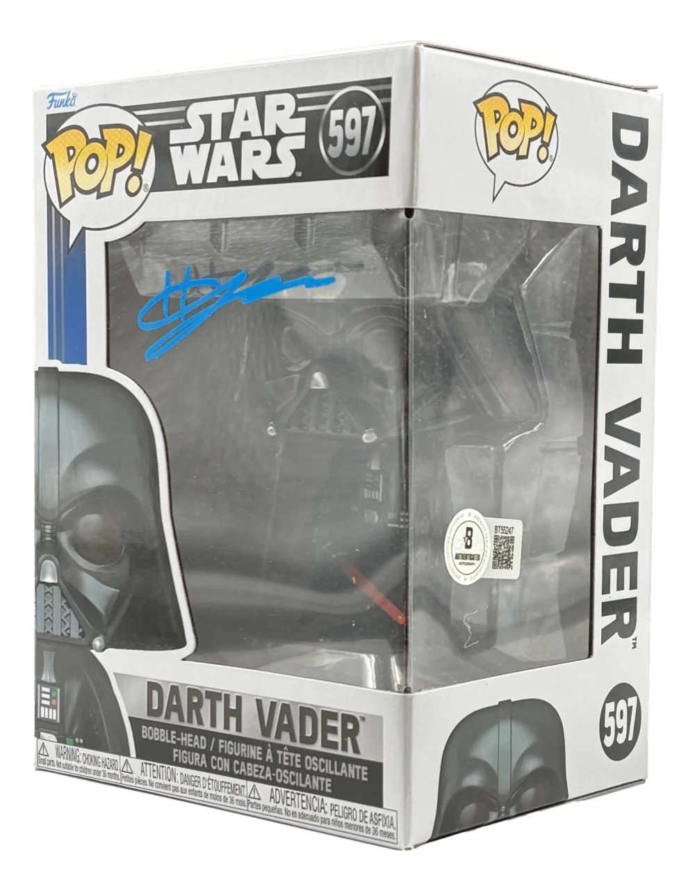 Hayden Christensen Signed Star Wars Darth Vader Funko Pop #597 BAS