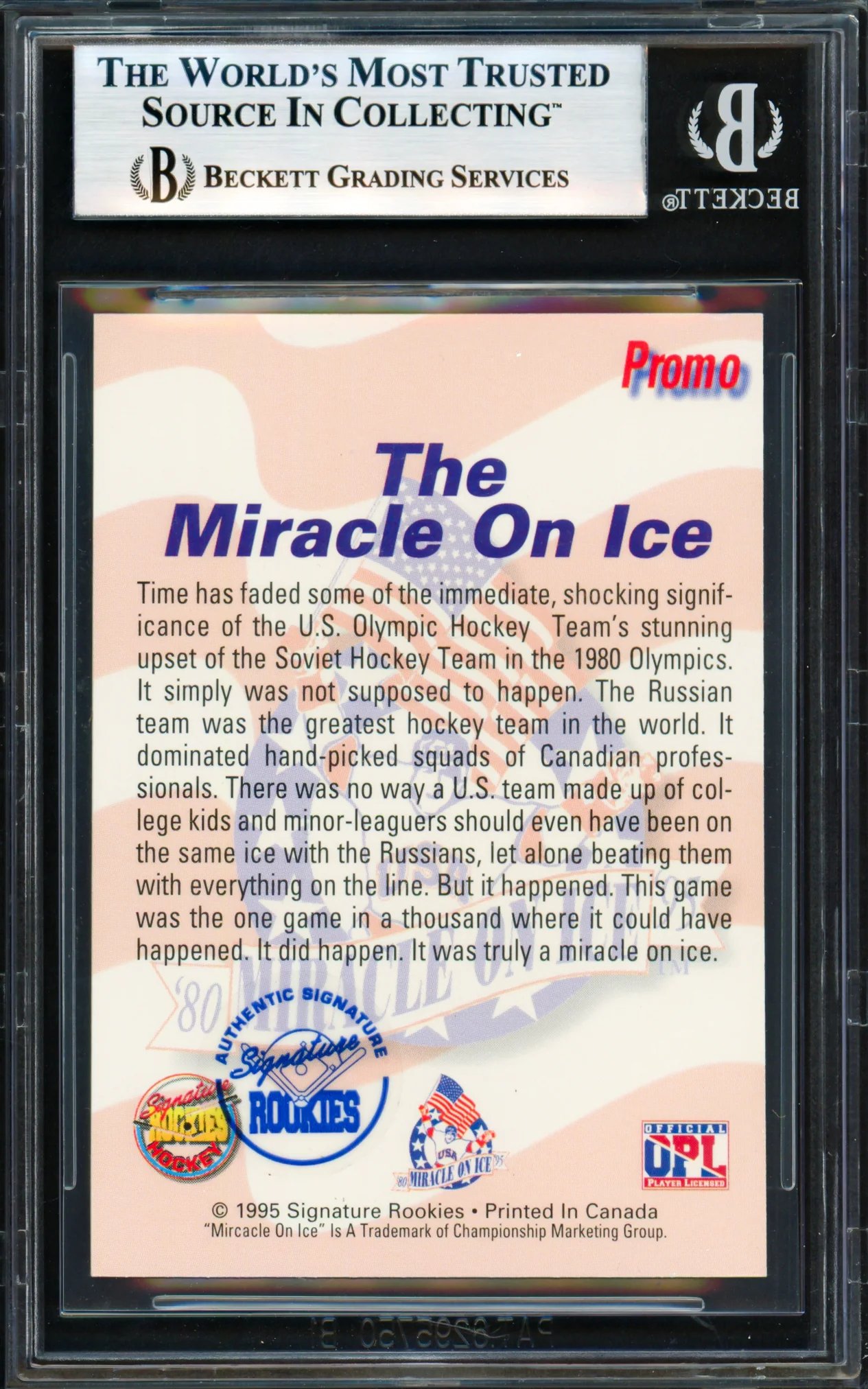 Herb Brooks Autographed 1995 Signature Rookies Card 1980 Team USA Beckett BAS #18278891 - Image 2