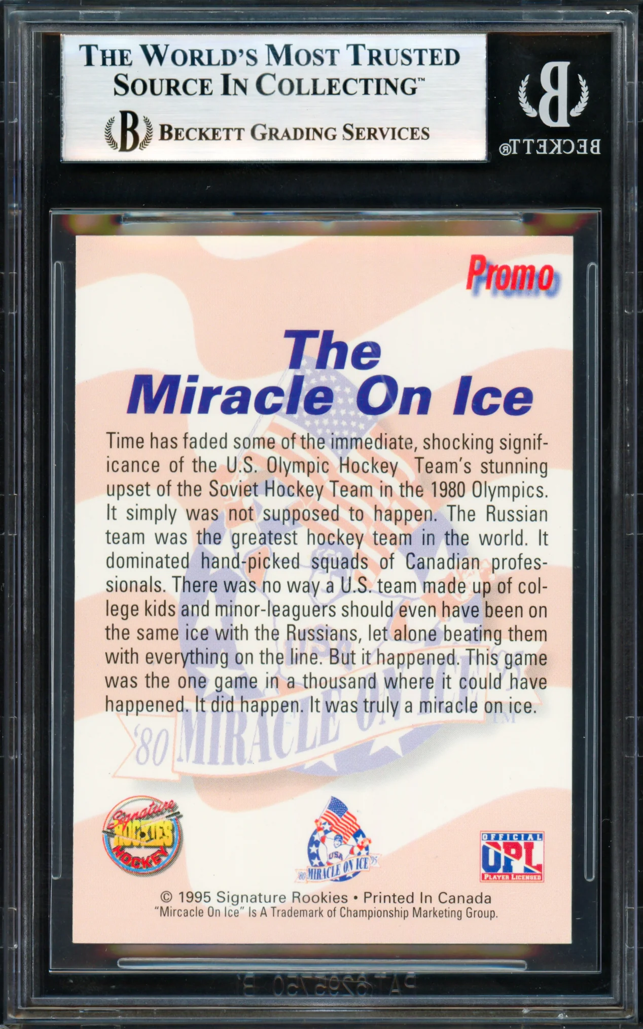 Herb Brooks Autographed 1995 Signature Rookies Card 1980 Team USA Beckett BAS #18278892 - Image 2