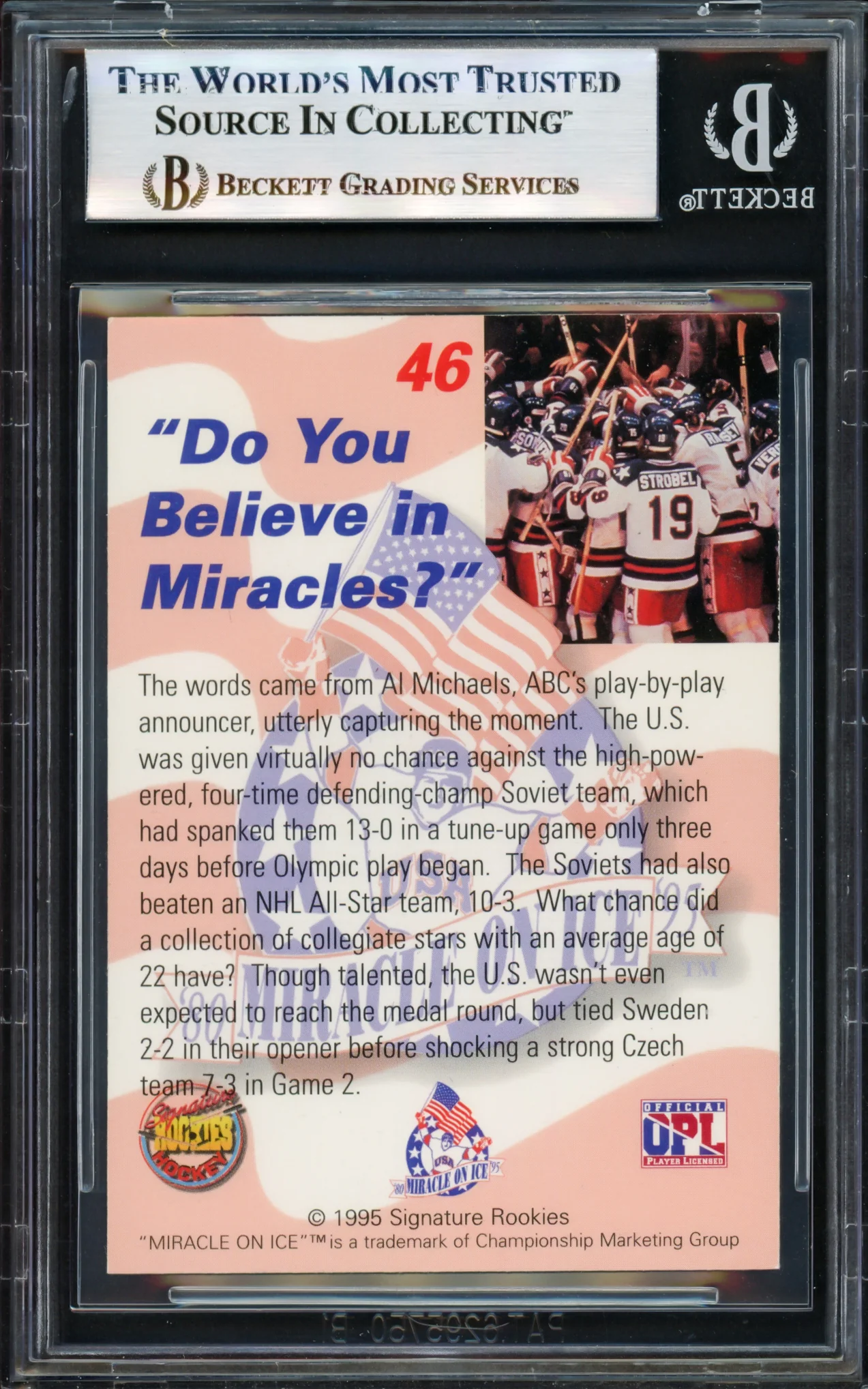 Herb Brooks Autographed 1995 Signature Rookies Card #46 1980 Team USA Beckett BAS #17068870 - Image 4