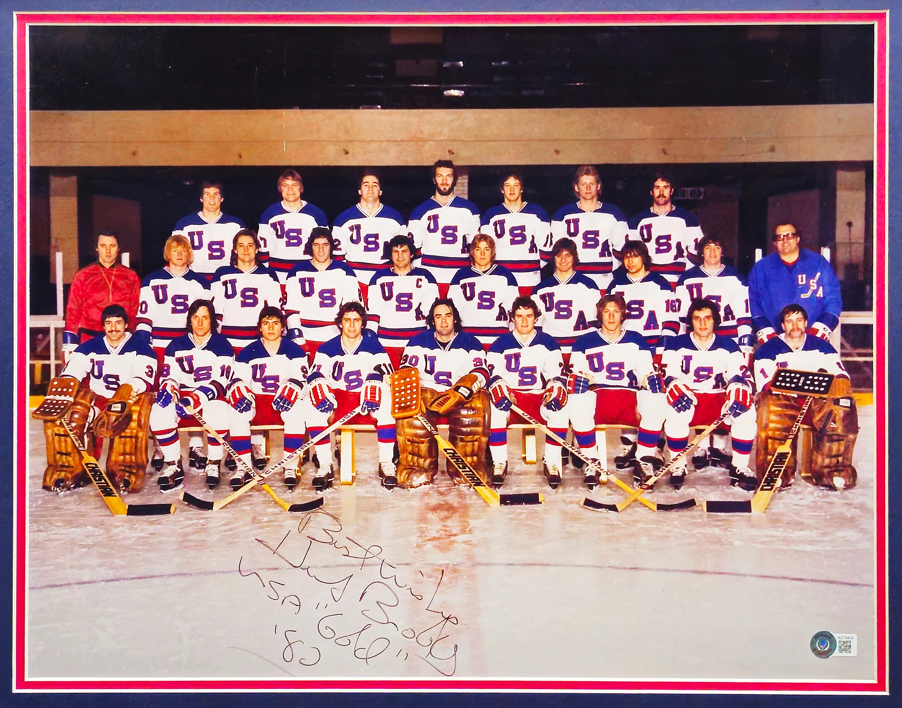 Herb Brooks Autographed Framed 16x20 Photo 1980 Team USA Hockey Team "Best Wishes USA Gold '80" Beckett BAS #AC76454 - Image 2
