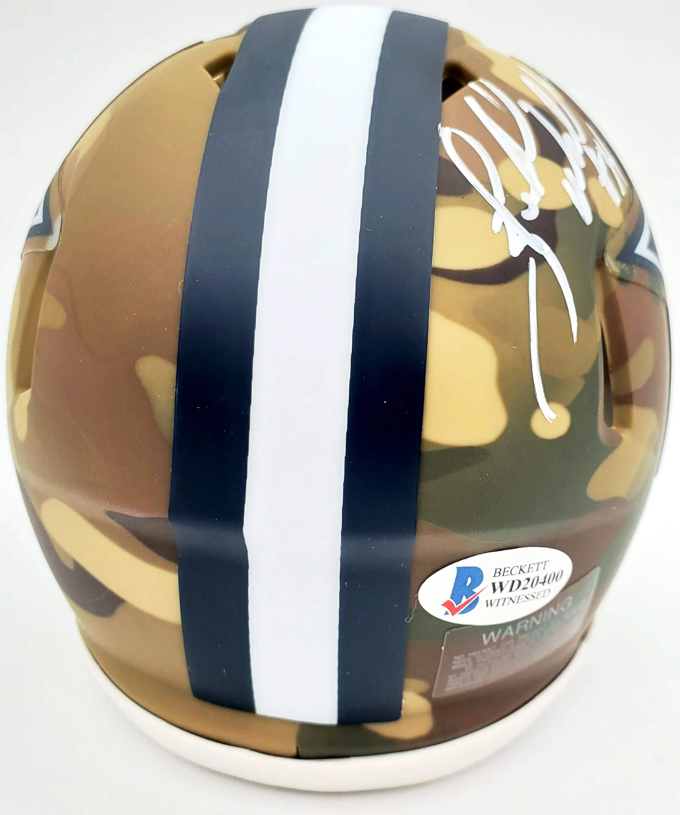 Herschel Walker Autographed Dallas Cowboys Camo Speed Mini Helmet Beckett BAS Stock #185954 - Image 3