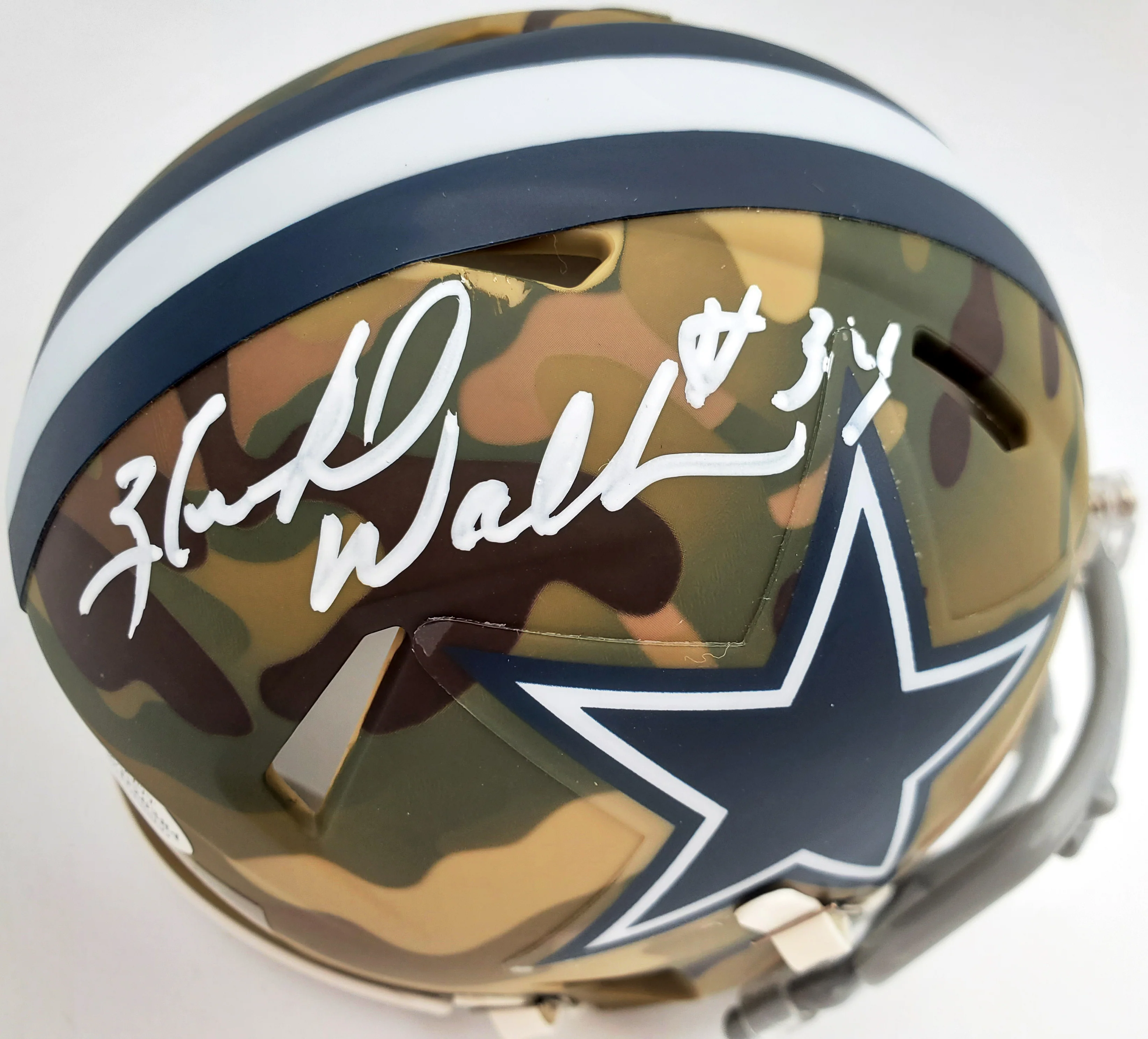 Herschel Walker Autographed Dallas Cowboys Camo Speed Mini Helmet Beckett BAS Stock #185955 - Image 2