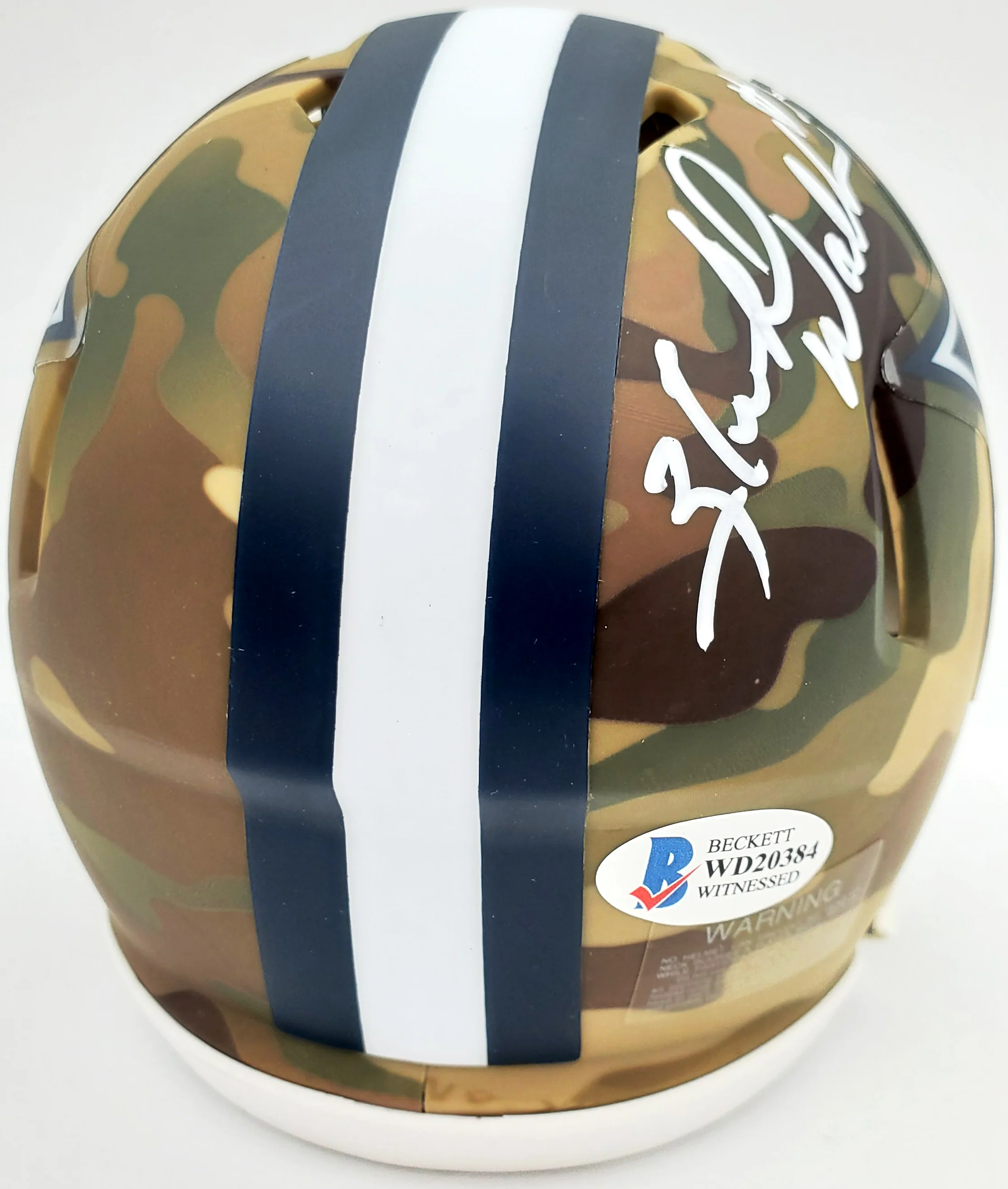 Herschel Walker Autographed Dallas Cowboys Camo Speed Mini Helmet Beckett BAS Stock #185955 - Image 3