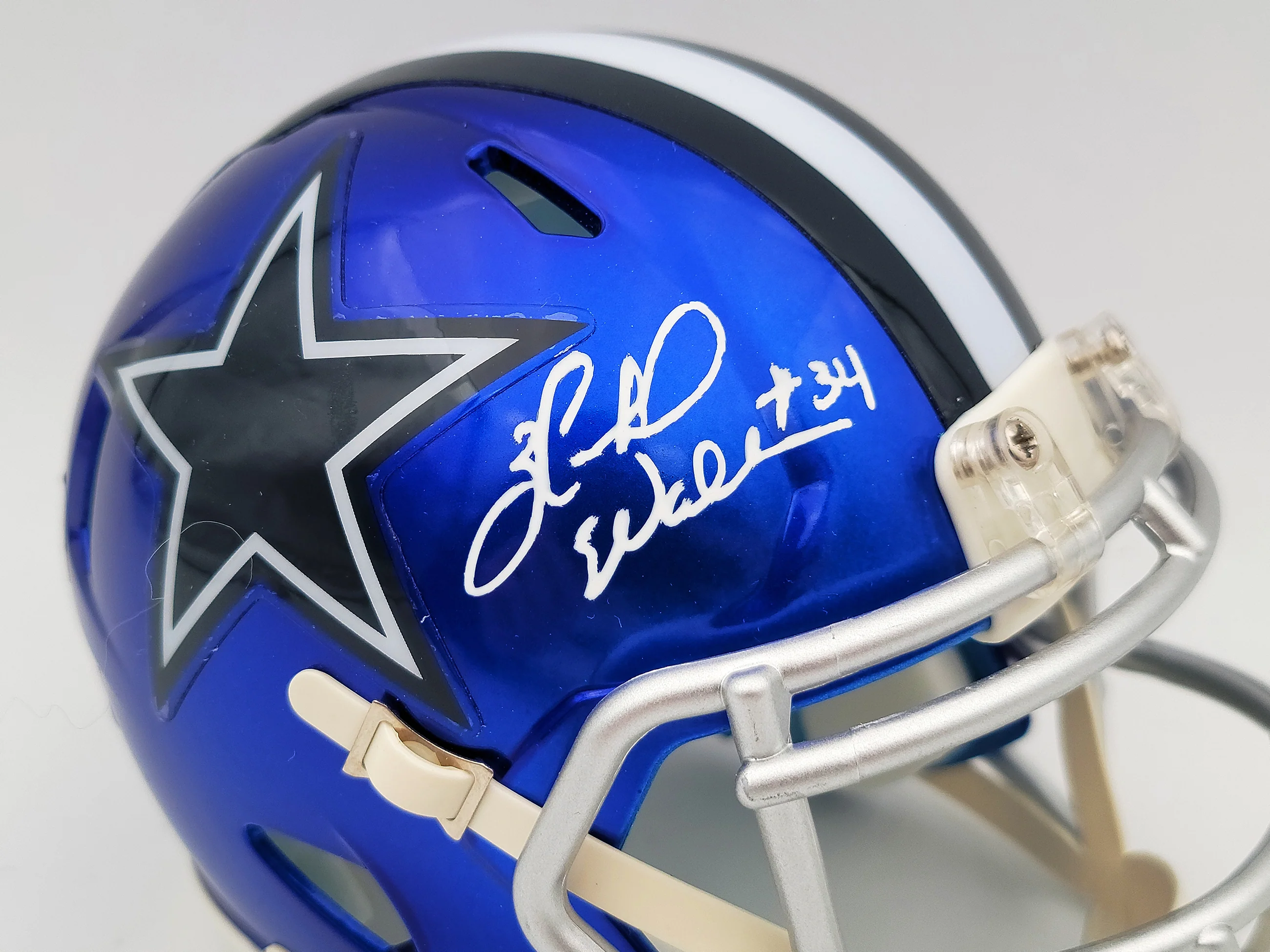 Herschel Walker Autographed Dallas Cowboys Flash Blue Speed Mini Helmet Beckett BAS QR Stock #202148 - Image 2