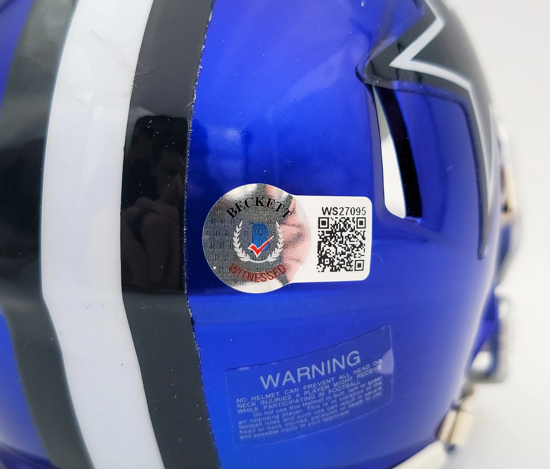 Herschel Walker Autographed Dallas Cowboys Flash Blue Speed Mini Helmet Beckett BAS QR Stock #202148 - Image 4