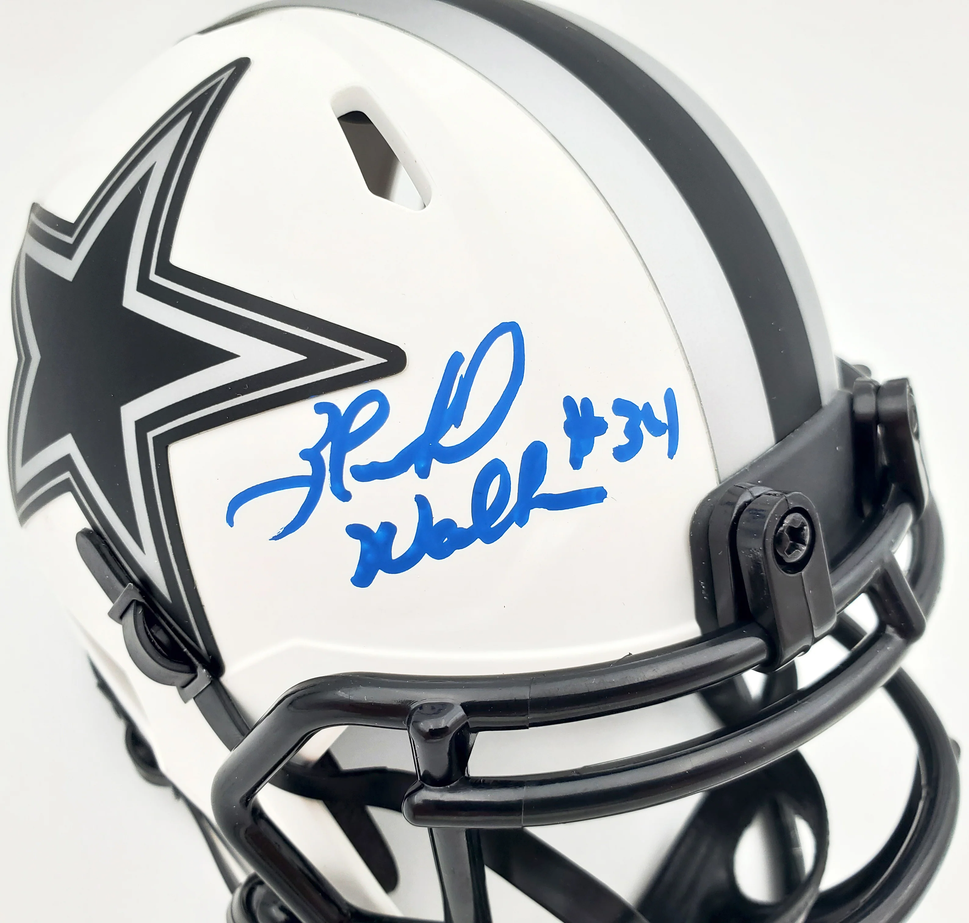 Herschel Walker Autographed Dallas Cowboys Lunar Eclipse White Speed Mini Helmet Beckett BAS QR Stock #193846 - Image 2