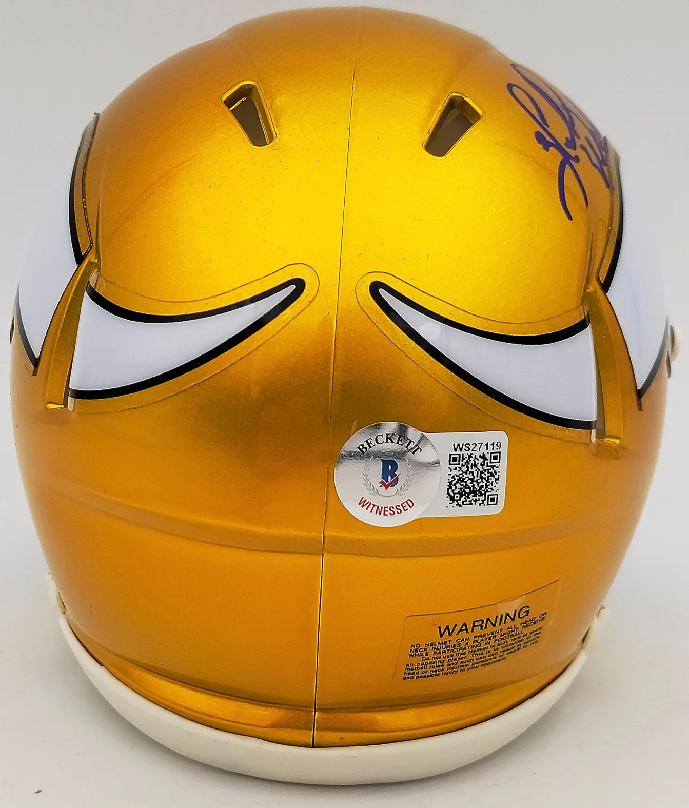 Herschel Walker Autographed Minnesota Vikings Flash Yellow Speed Mini Helmet Beckett BAS QR Stock #202149 - Image 3