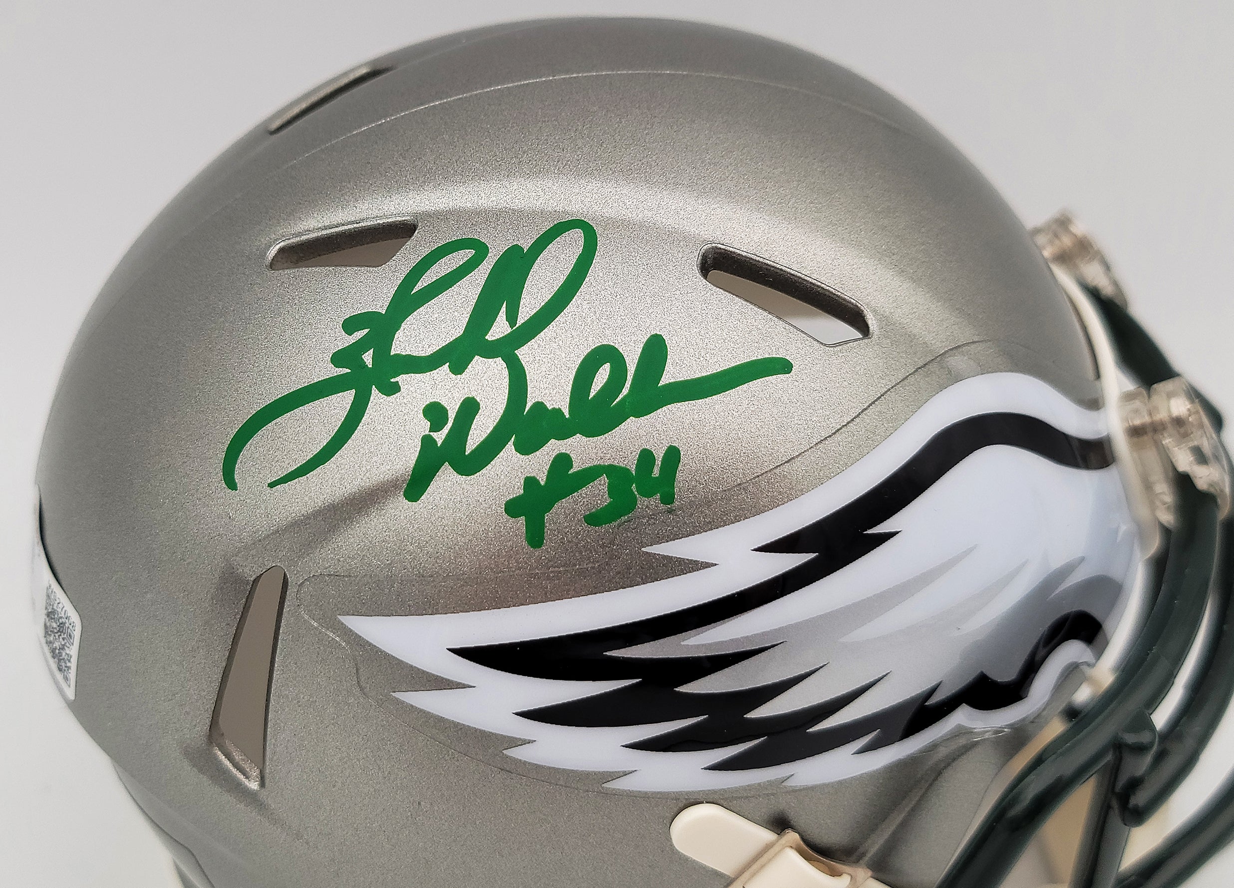 Herschel Walker Autographed Philadelphia Eagles Flash Silver Speed Mini Helmet Beckett BAS QR Stock #202147 - Image 2