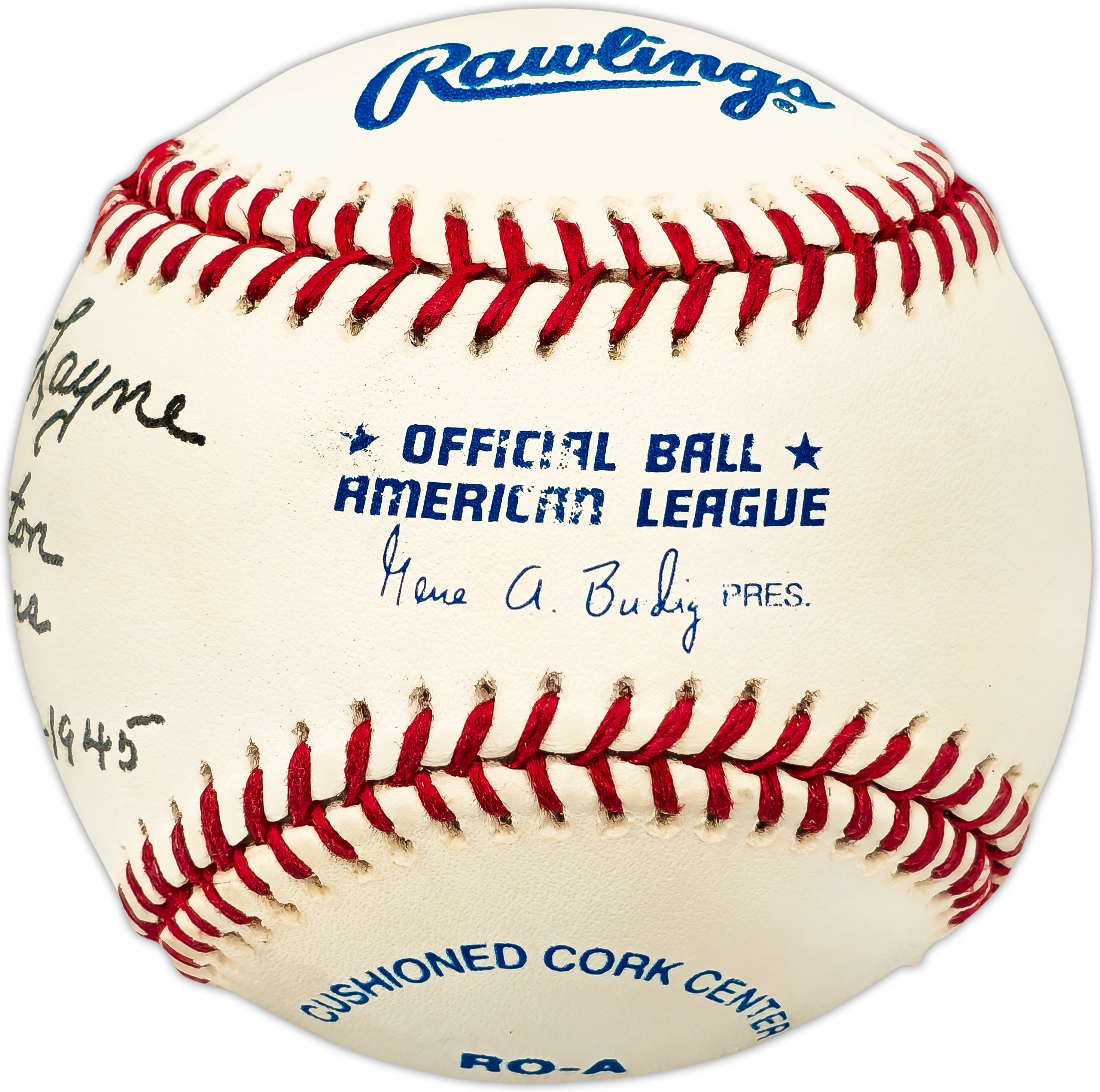Hillis Layne Autographed Official AL Baseball Washington Senators "1941-1944-1945" Beckett BAS QR #BL93605 - Image 2