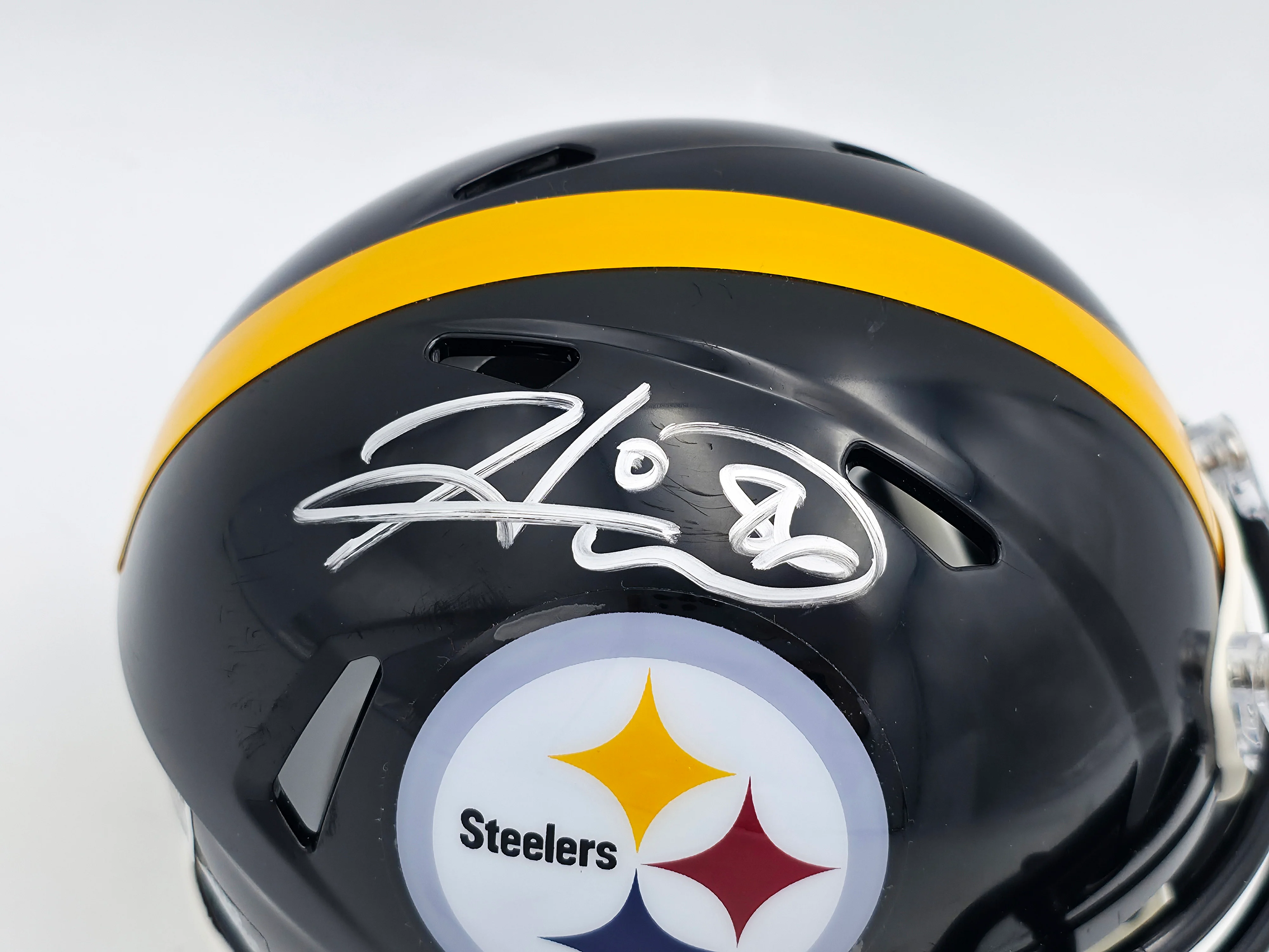Hines Ward Autographed Pittsburgh Steelers Black Speed Mini Helmet Beckett BAS Witness Stock #241386 - Image 2