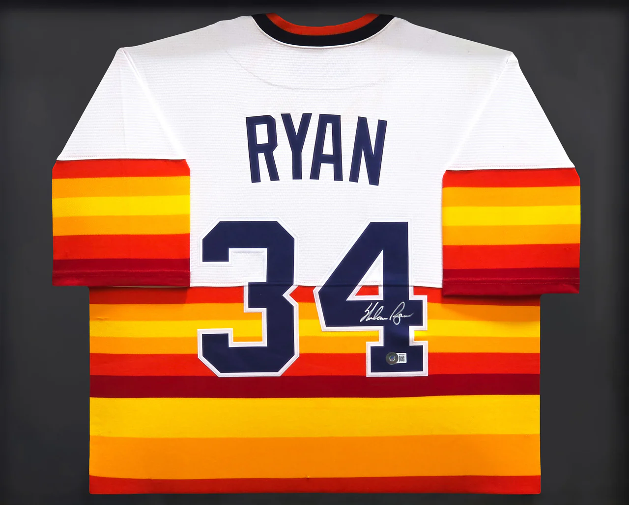 Houston Astros Nolan Ryan Autographed Framed White Nike Cooperstown Authentic Collection Jersey Beckett BAS QR Stock #241398 - Image 2