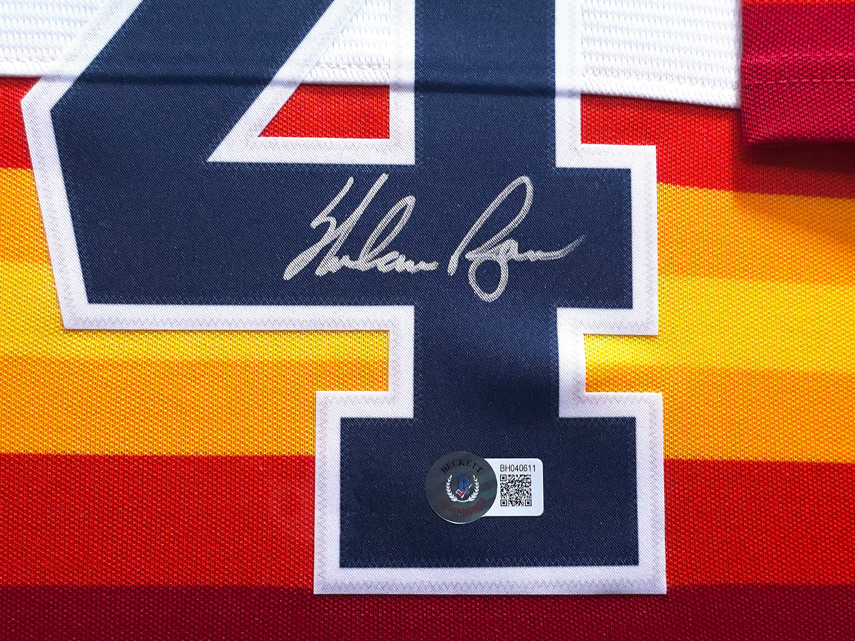 Houston Astros Nolan Ryan Autographed Framed White Nike Cooperstown Authentic Collection Jersey Beckett BAS QR Stock #241398 - Image 3