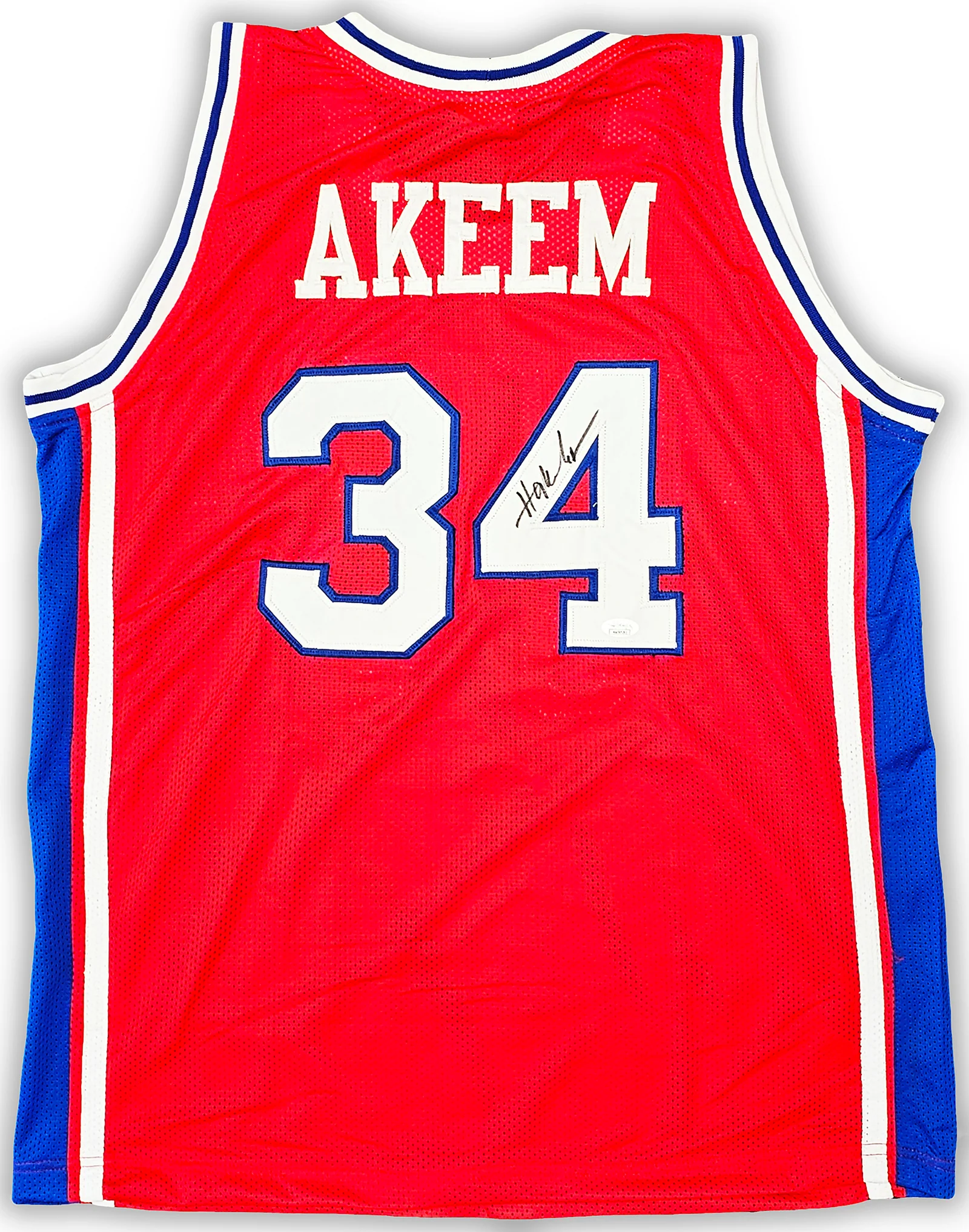 Houston Cougars Hakeem Olajuwon Autographed Red Jersey JSA Stock #215696 - Image 2