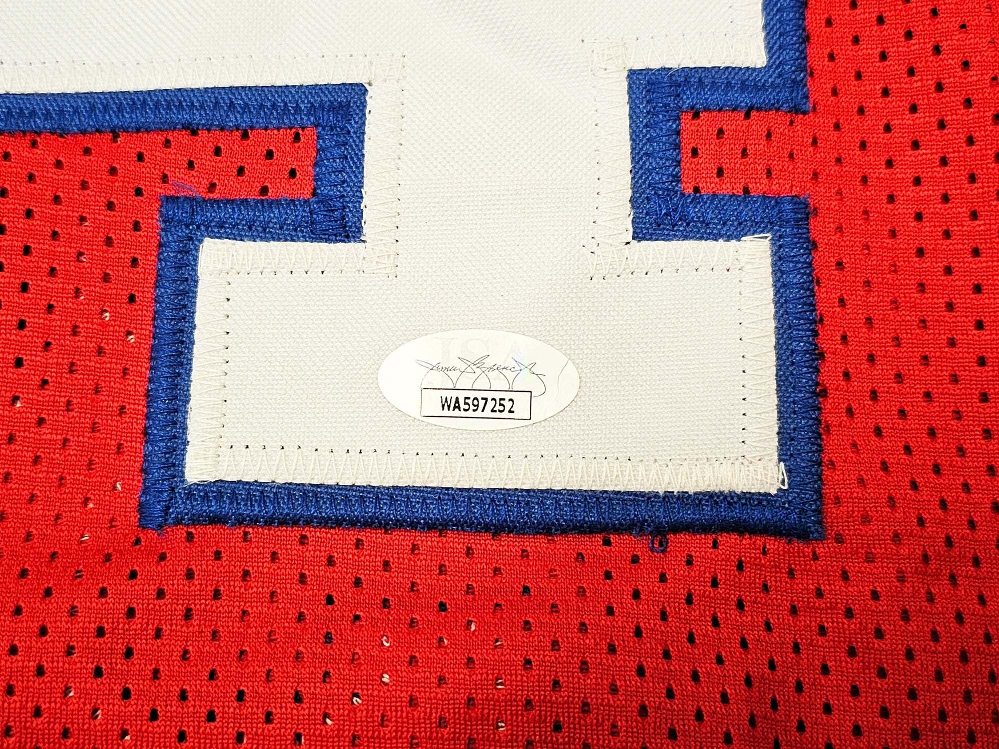 Houston Cougars Hakeem Olajuwon Autographed Red Jersey JSA Stock #215696 - Image 5