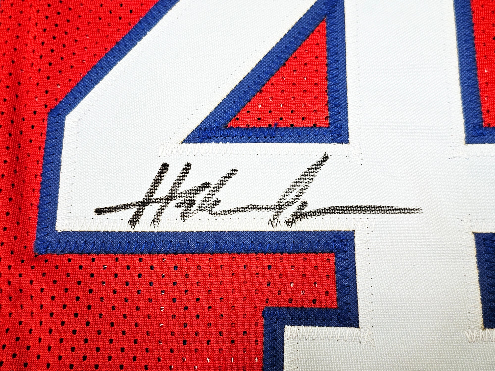Houston Cougars Hakeem Olajuwon Autographed Red Jersey JSA Stock #215697 - Image 4