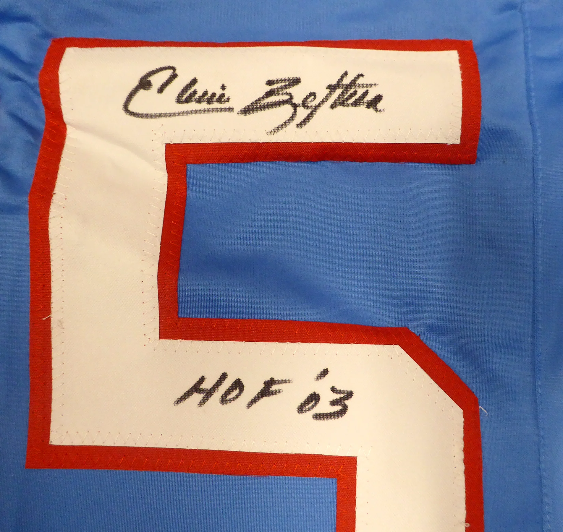 Houston Oilers Elvin Bethea Autographed Blue Jersey "HOF 03" JSA #WIT690425 - Image 3