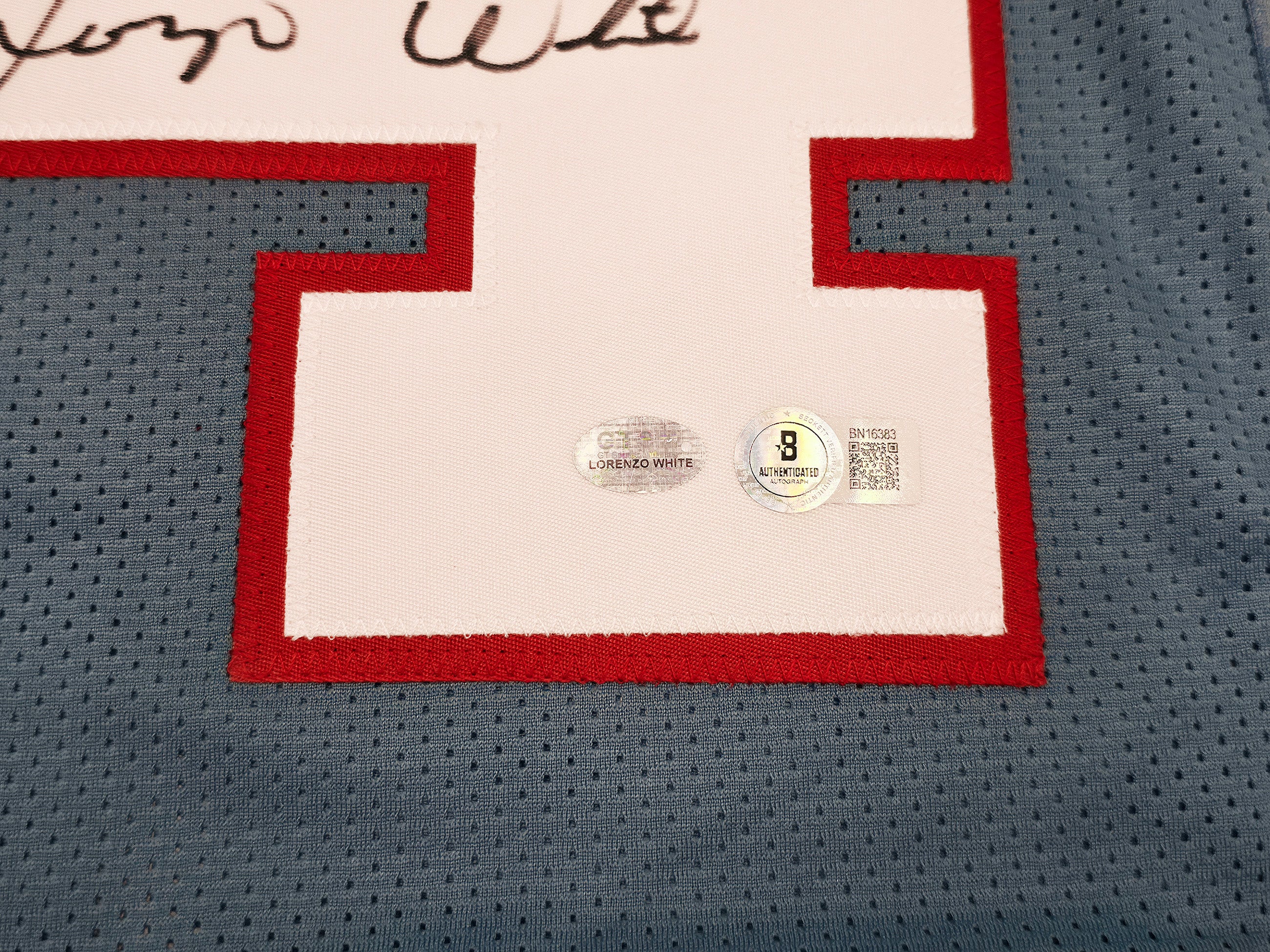 Houston Oilers Lorenzo White Autographed Blue Jersey Beckett BAS QR Stock #253495 - Image 4