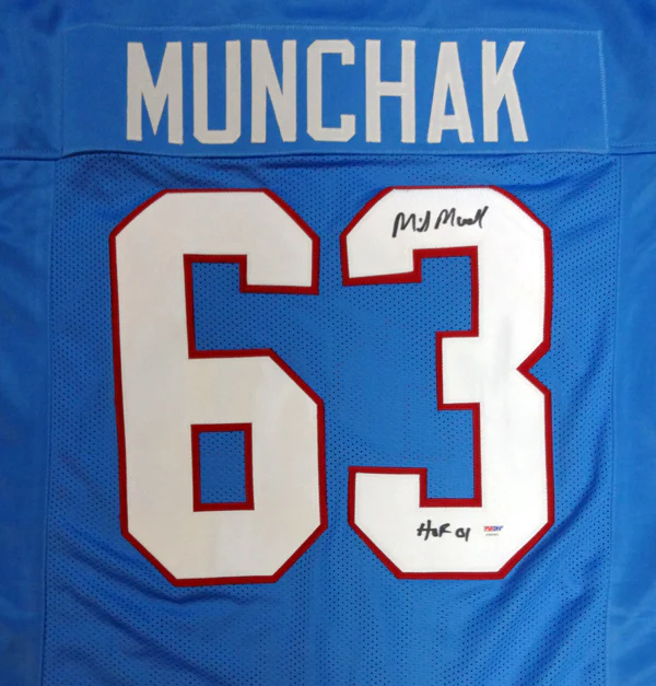 Houston Oilers Mike Munchak Autographed Blue Jersey "HOF 2001" PSA/DNA Stock #99428
