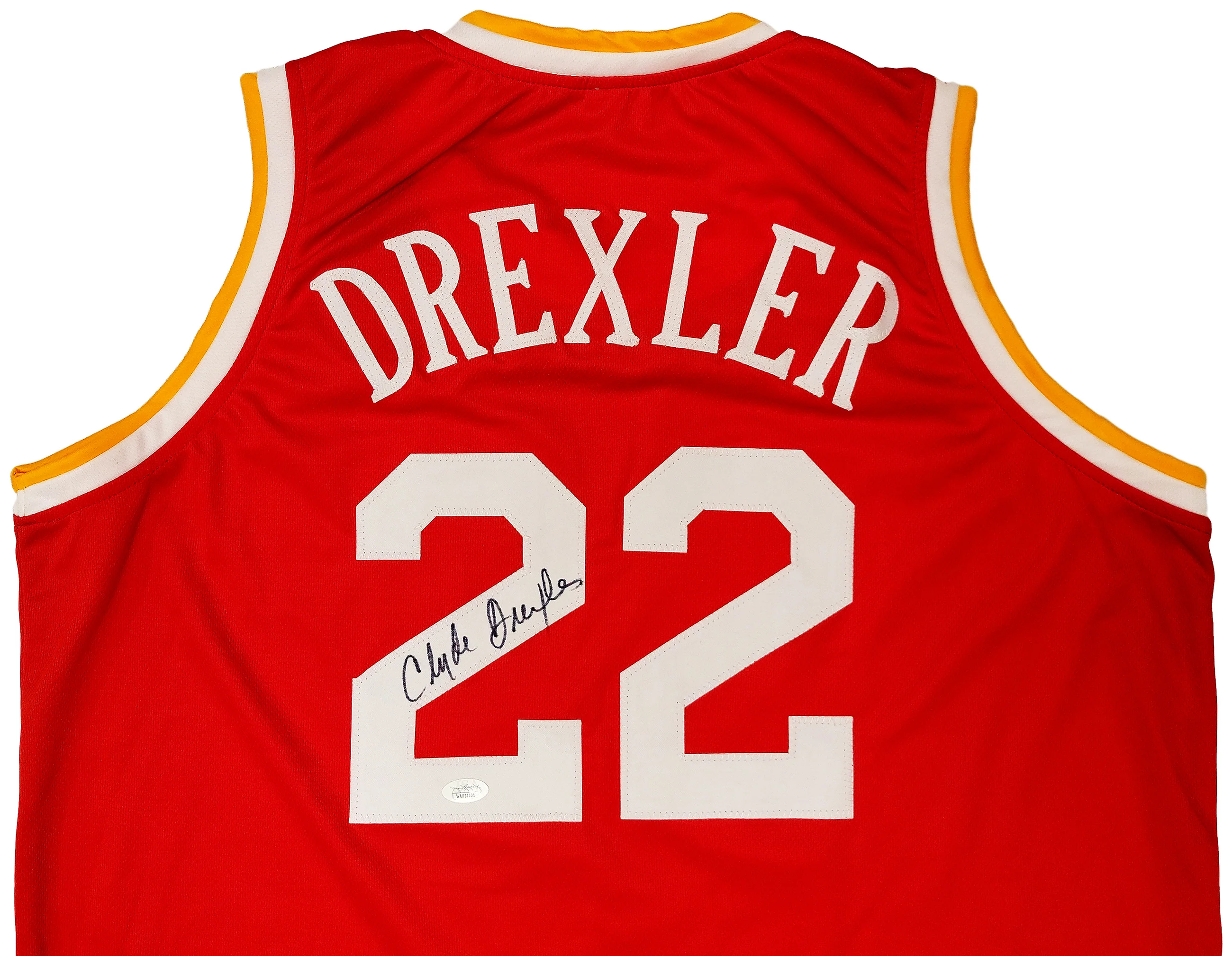 Houston Rockets Clyde Drexler Autographed Red Jersey The Glide JSA Stock #202351 - Image 3