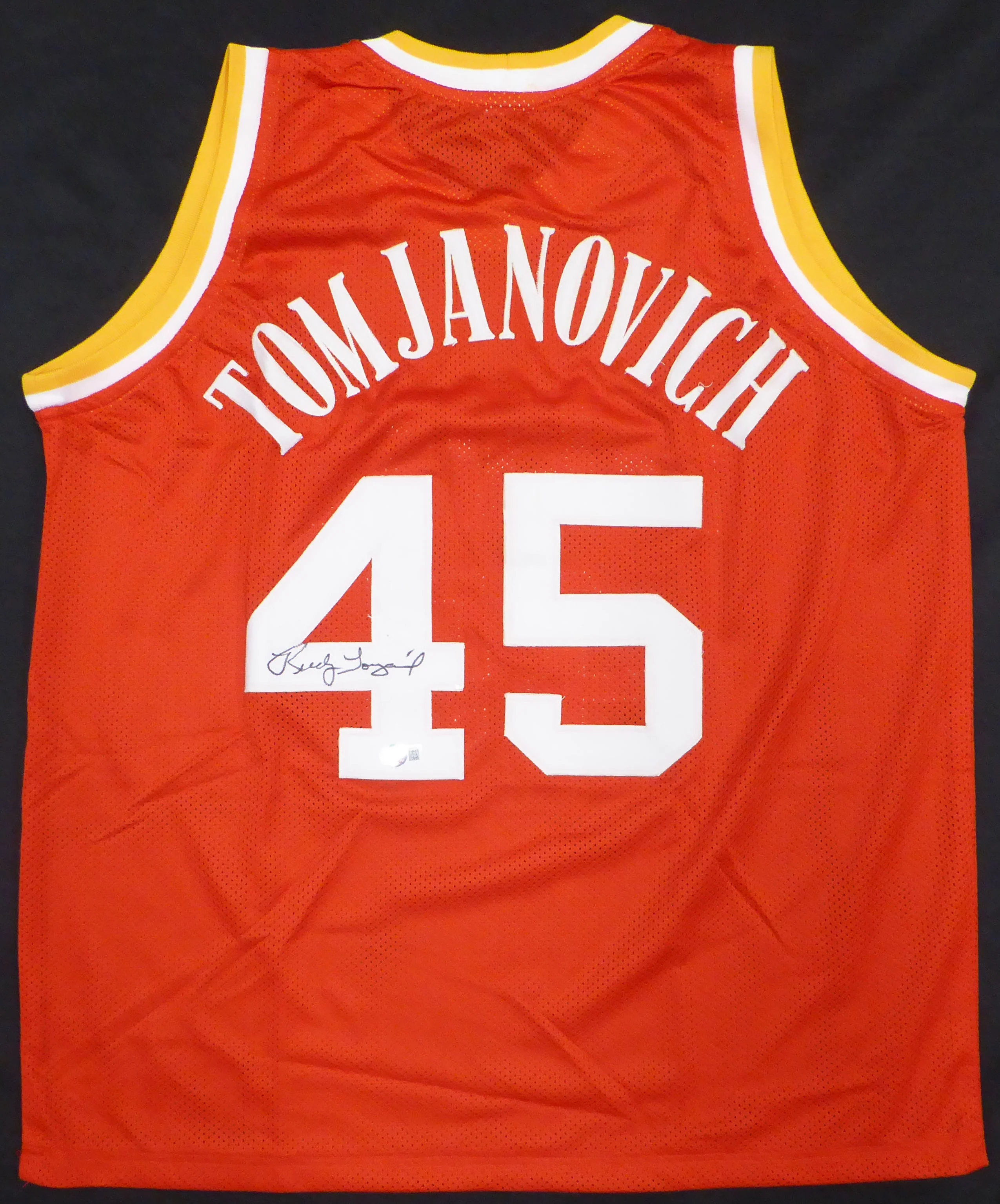 Houston Rockets Rudy Tomjanovich Autographed Red Jersey Full Name Beckett BAS QR #BH51731 - Image 2