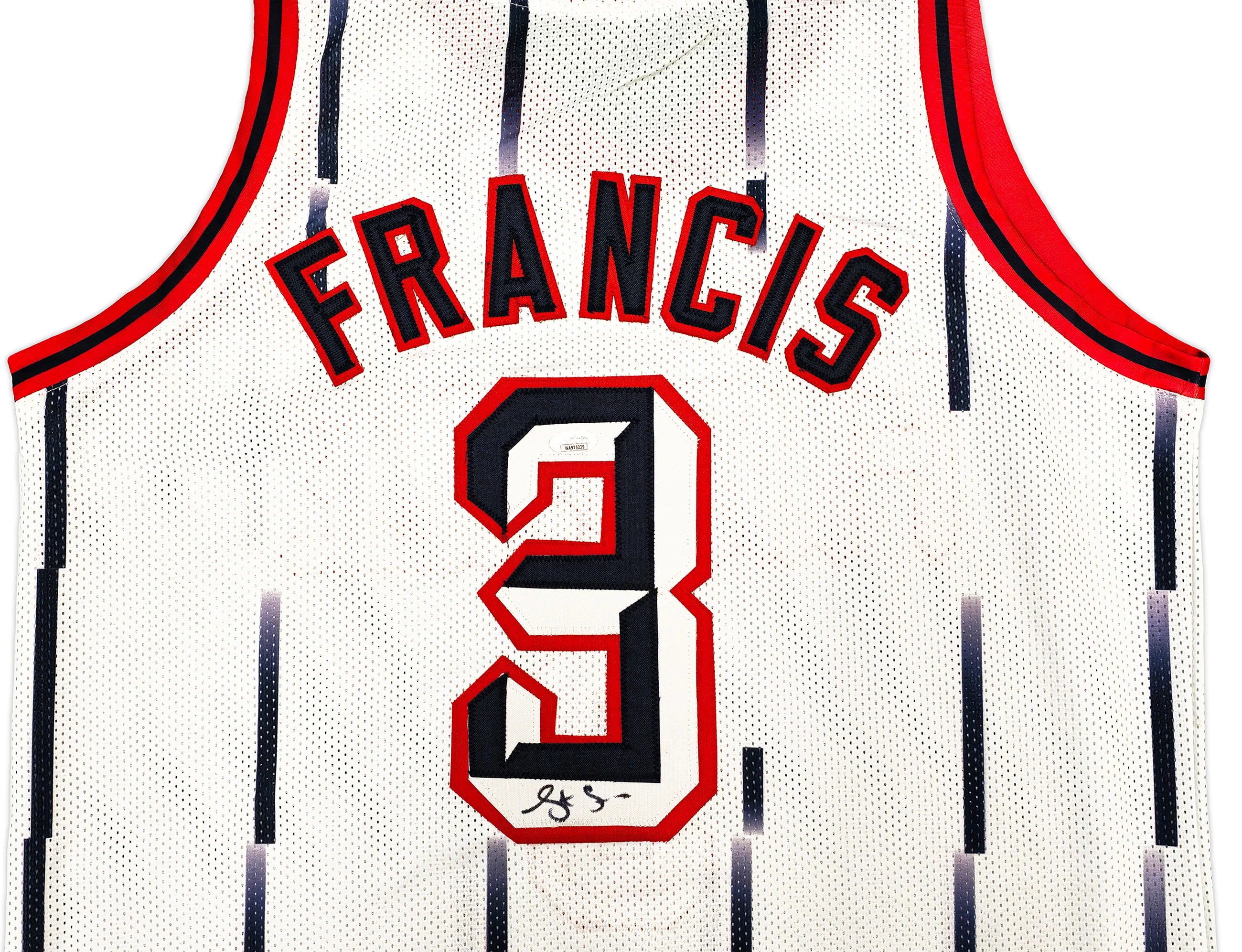 Houston Rockets Steve Francis Autographed White Jersey JSA Stock #228969 - Image 3