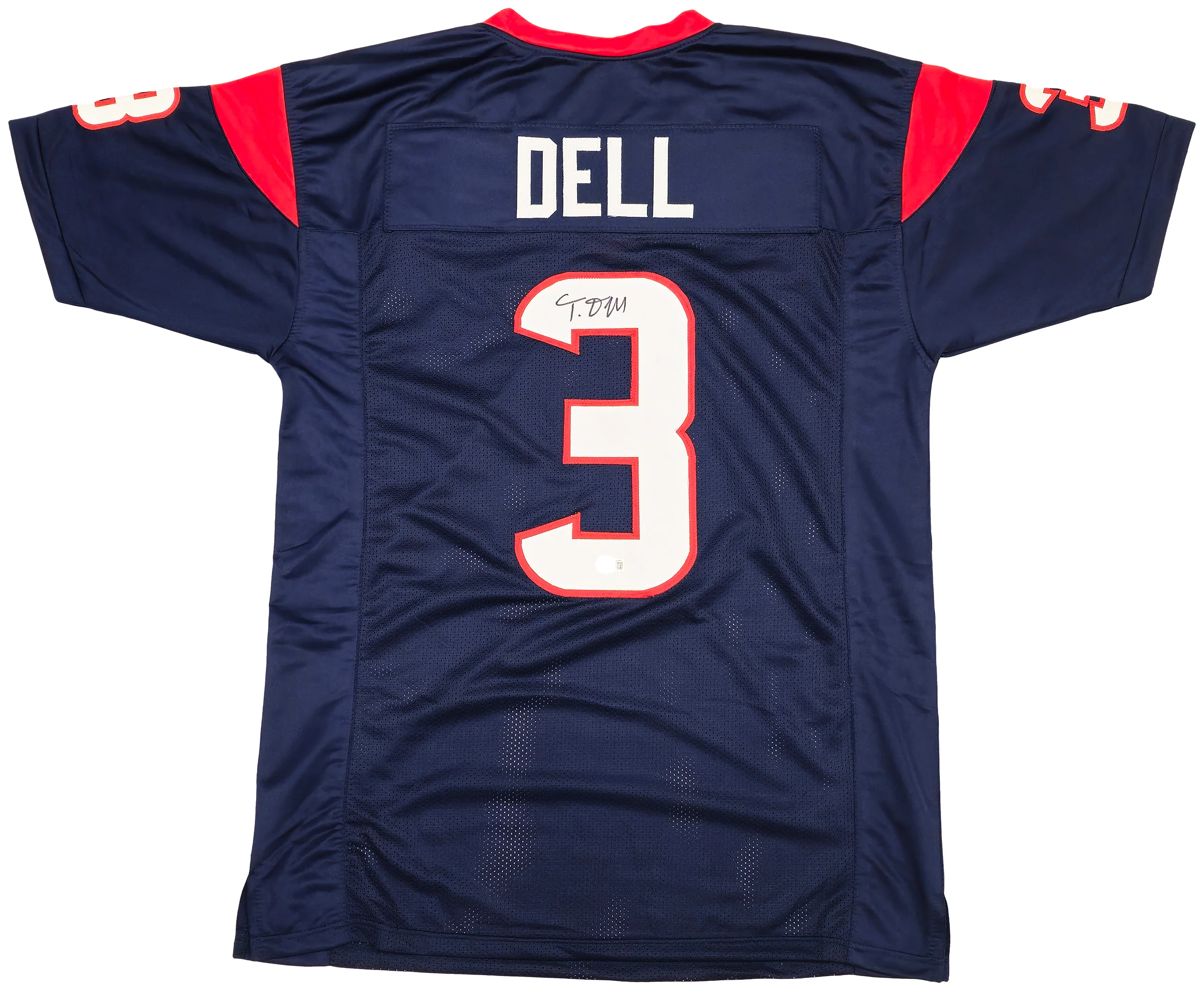 Houston Texans Tank Dell Autographed Blue Jersey Beckett BAS QR Stock #229993 - Image 2