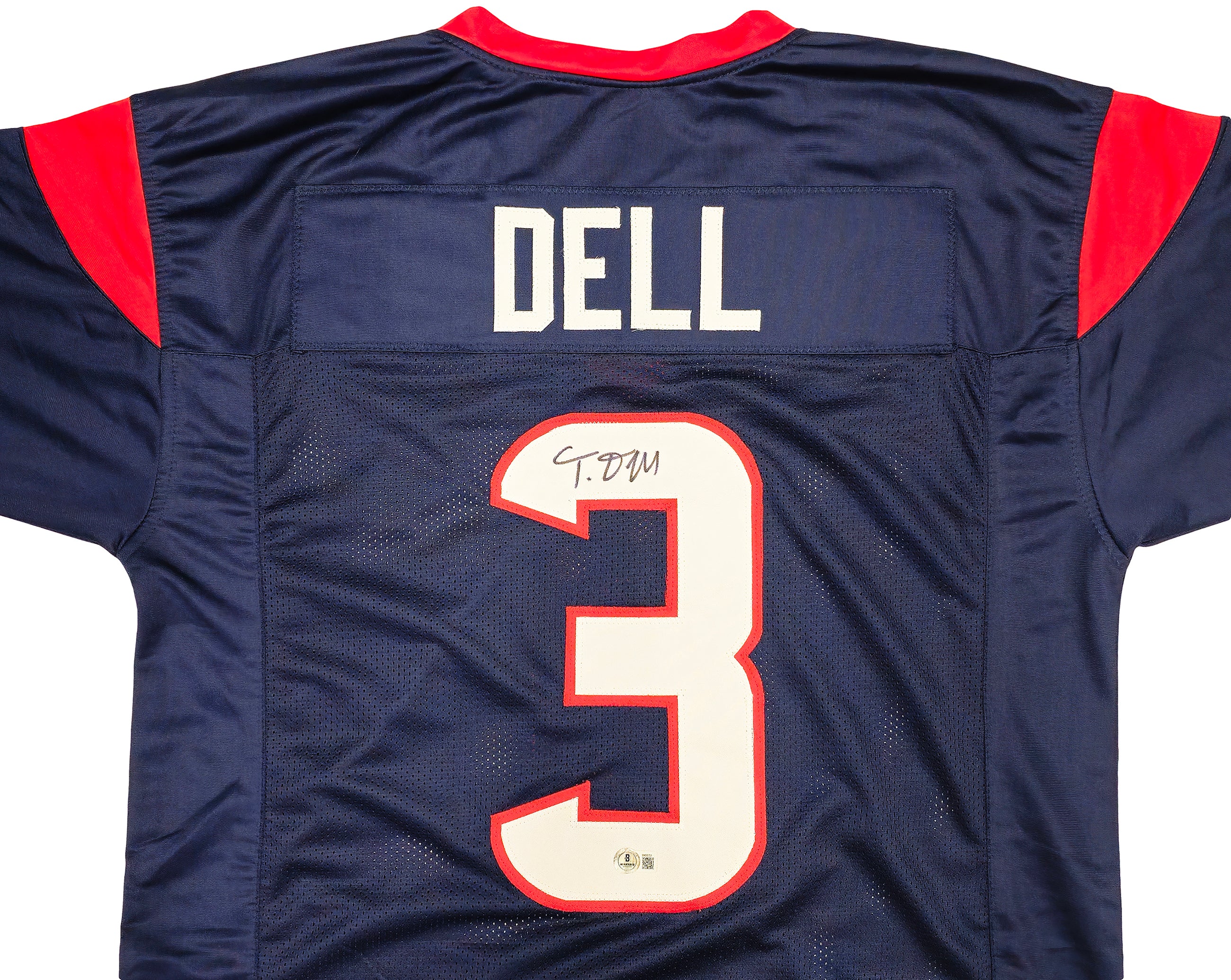 Houston Texans Tank Dell Autographed Blue Jersey Beckett BAS QR Stock #229993 - Image 3