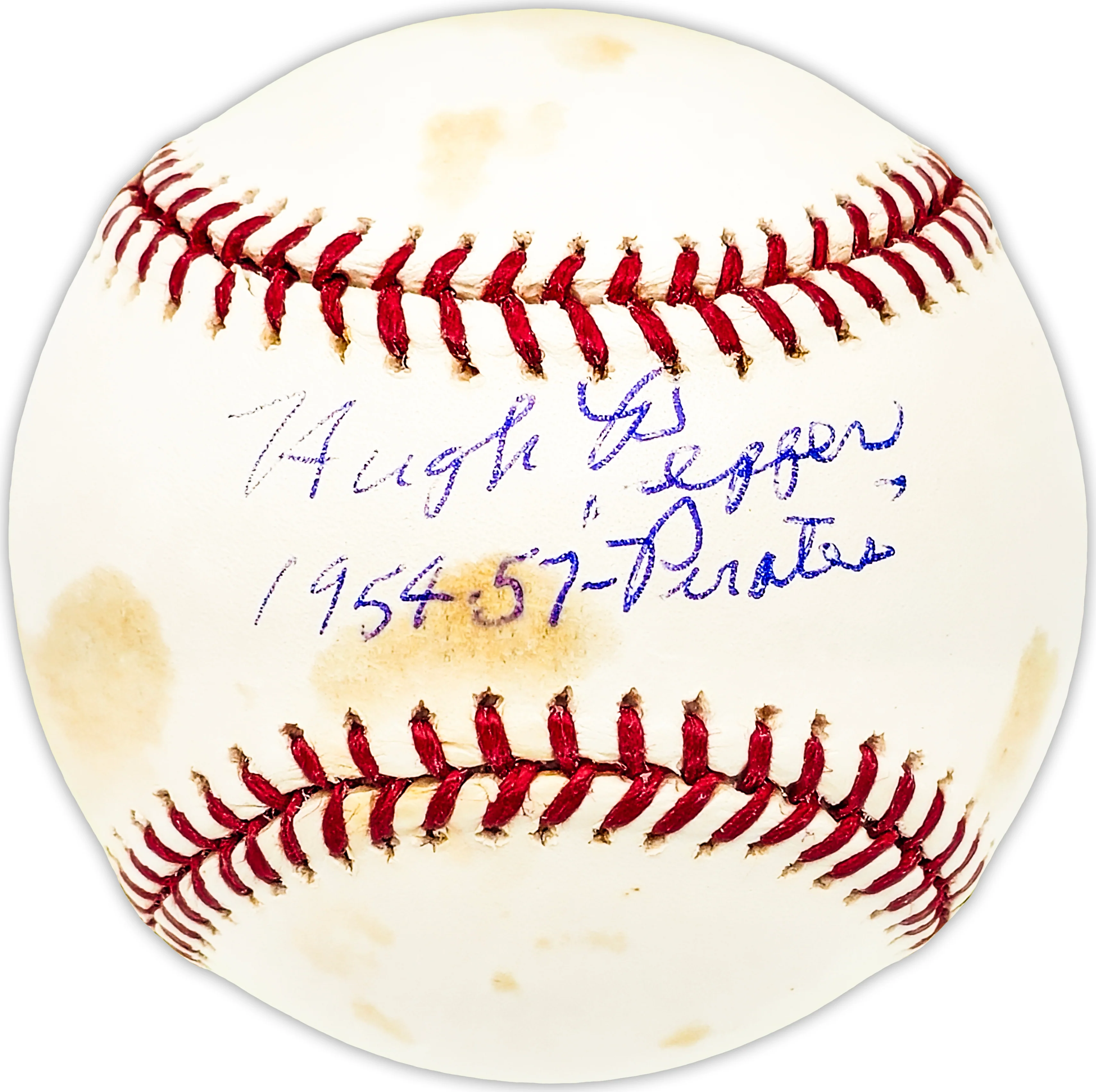 Hugh Laurin Pepper Autographed Official MLB Baseball Pittsburgh Pirates "1954-57 Pirates" Beckett BAS QR #BM25064